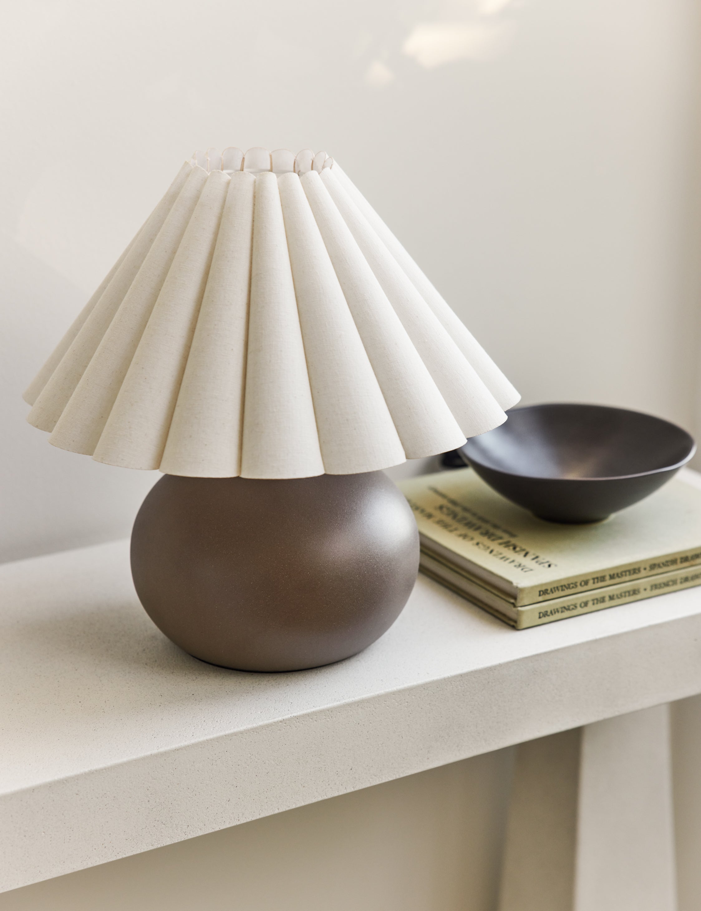 Luna Table Lamp | Pleated Shade, Round Ceramic Body