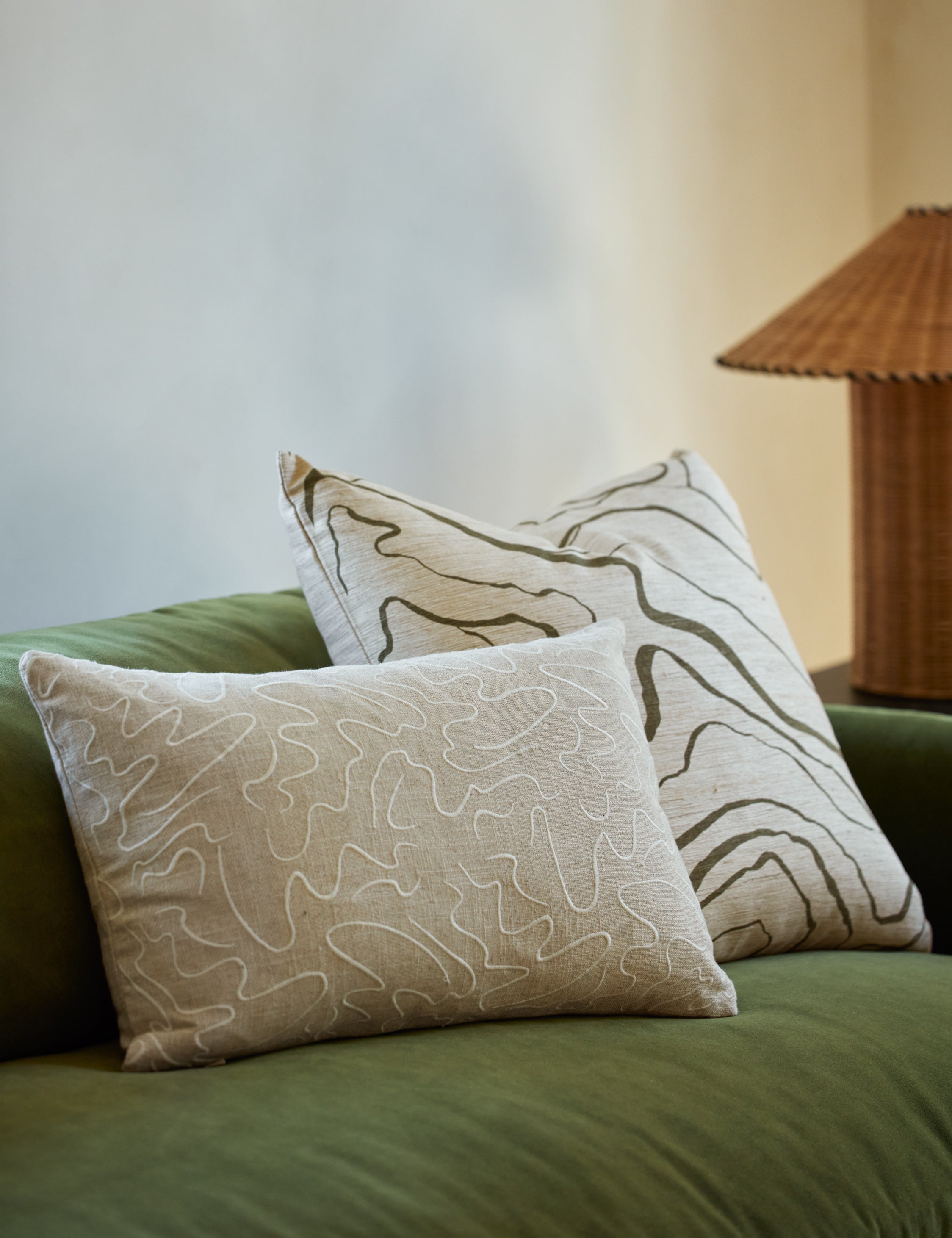 Crest Accent Pillow | Raw Silk, Textured Design