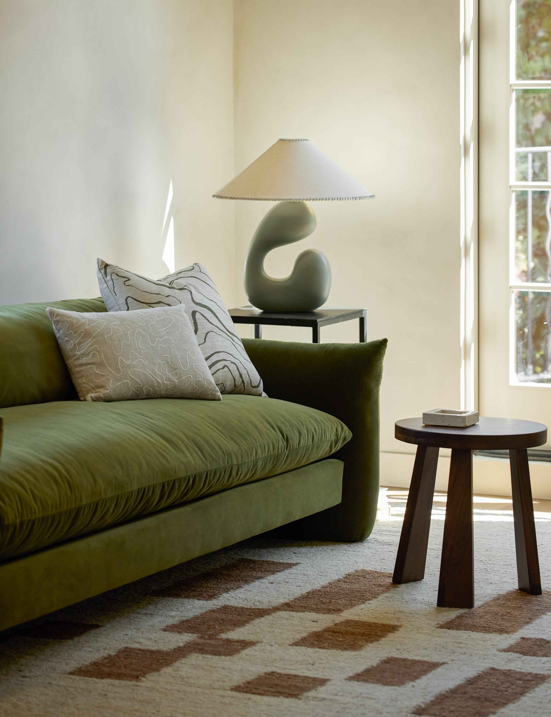 Sage Saguaro Table Lamp | Organic Form, Linen Shade