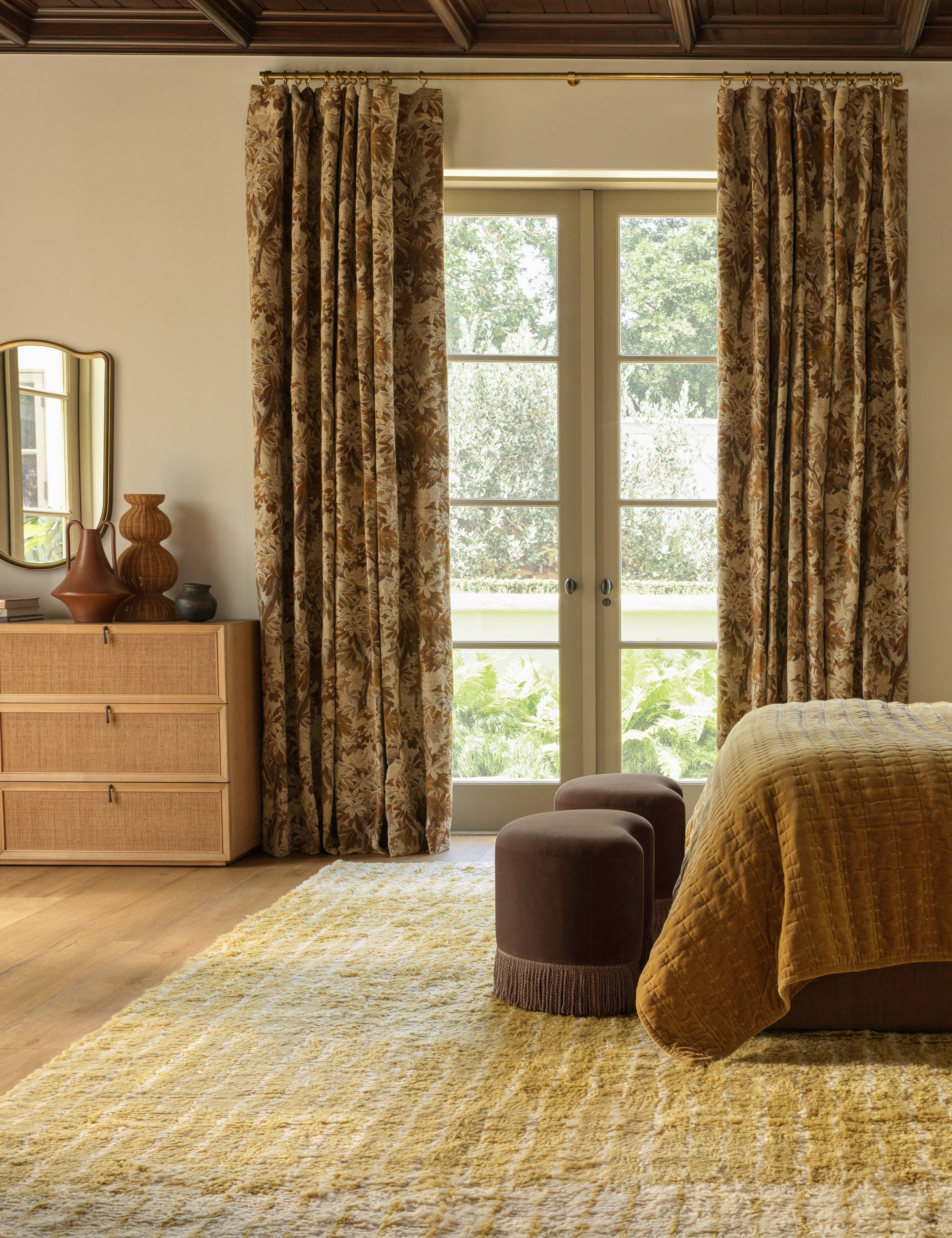 Mira Botanical Curtain Panel | Cotton Lined, Versatile Hanging Options