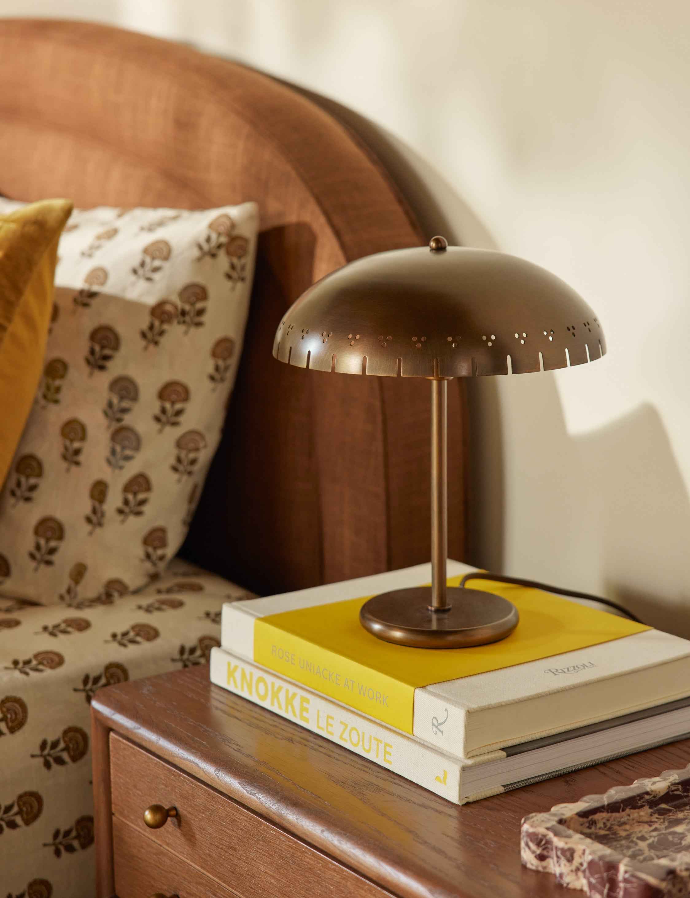 Oriana Table Lamp | Burnished Brass Finish, Notched Shade