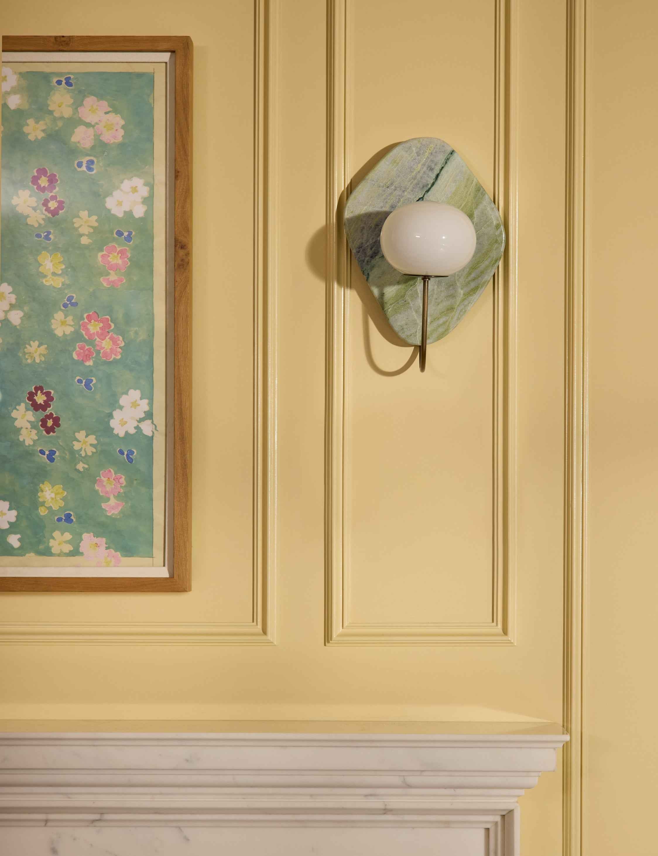 Mira Marble Sconce | Curved Arm, Glass Globe