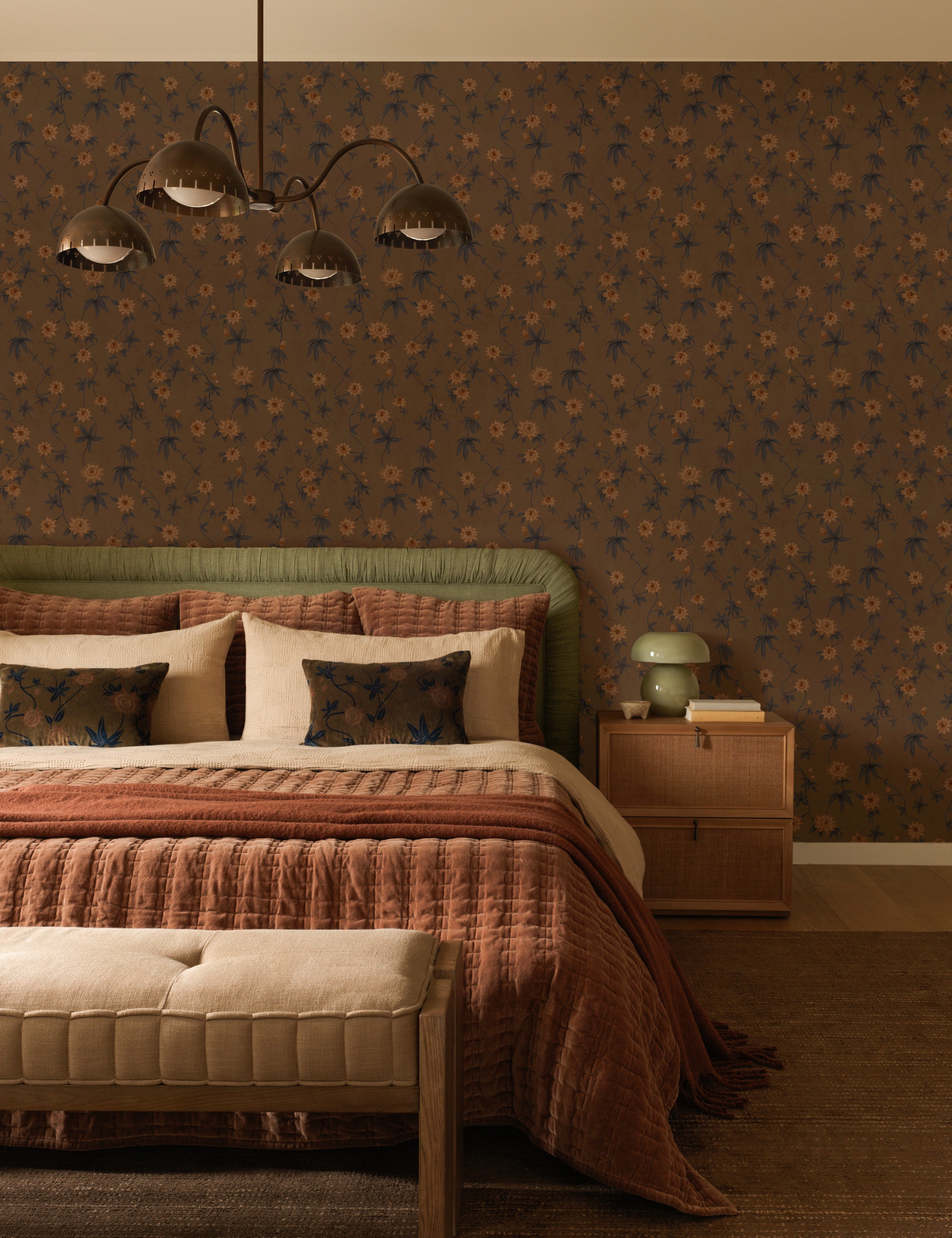 Riviera Velvet Pillow | Floral Print, Rich Palette