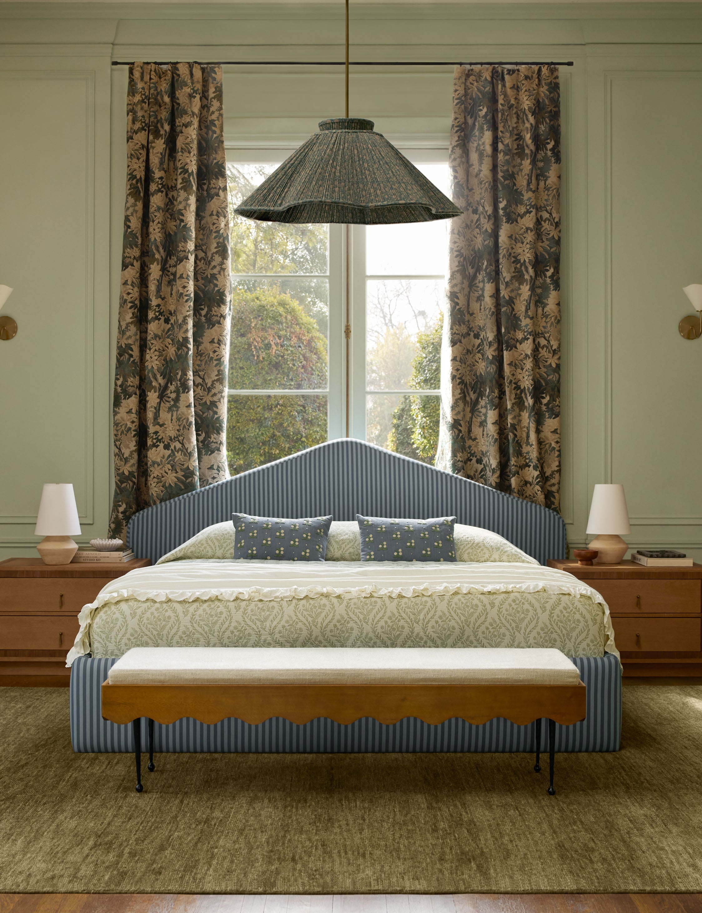 Juno Pendant Light | Floral Print Pleated Shade
