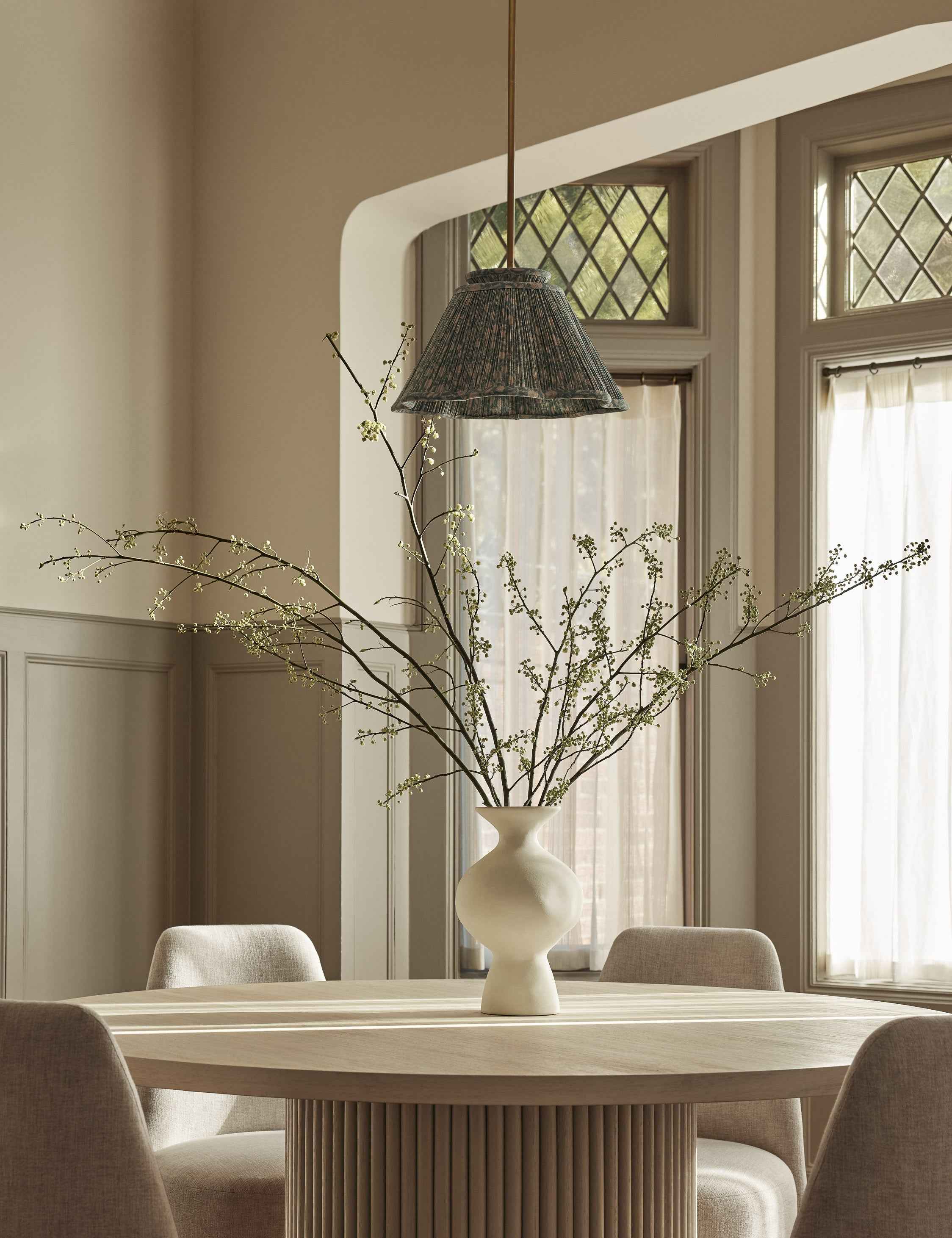 Juno Pendant Light | Pleated Floral Shade, Textured Warmth