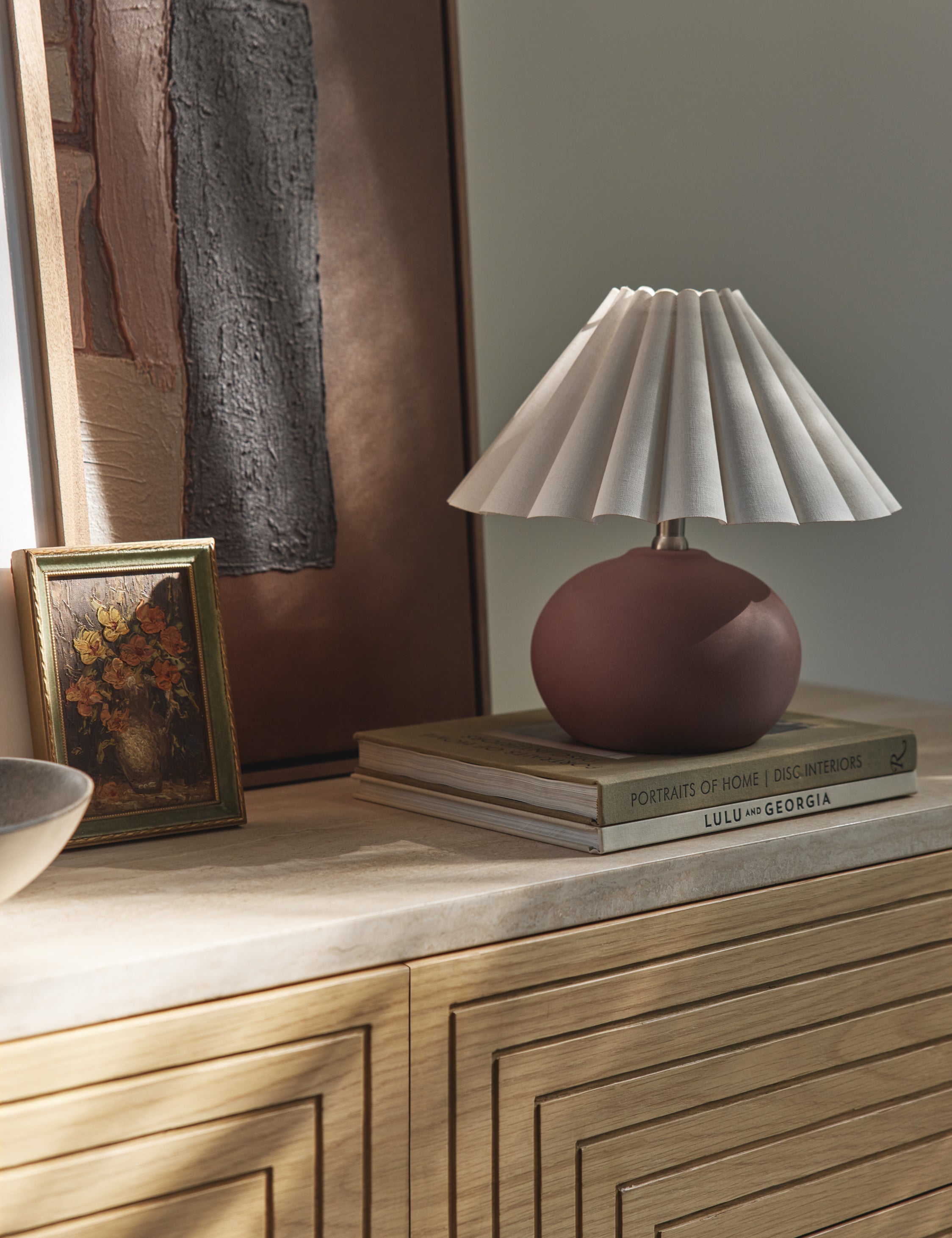 Luna Table Lamp | Pleated Shade, Round Ceramic Body
