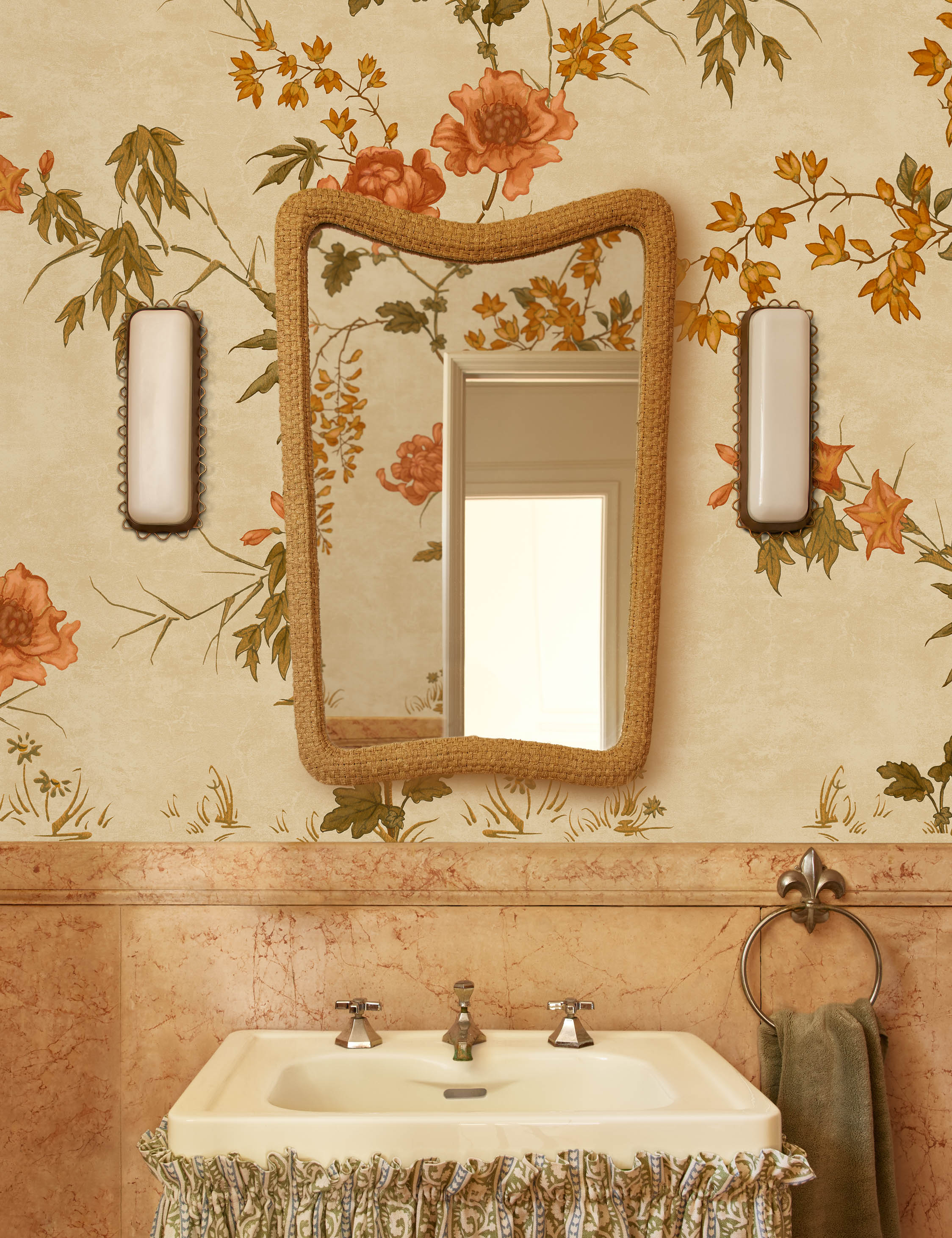 Savita Sconce | Glass Shade in Wavy Metal Trim