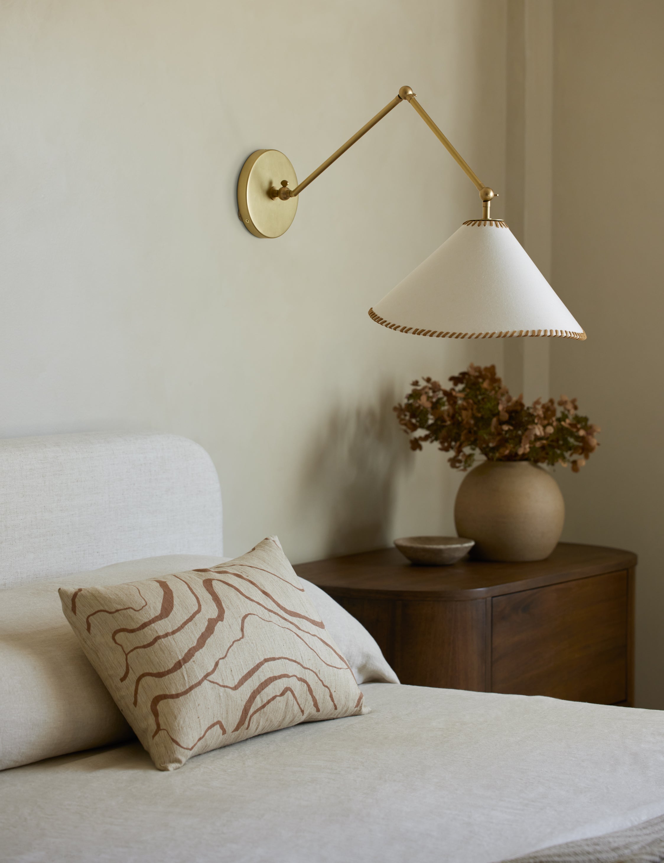 Crest Accent Pillow | Raw Silk, Textured Design