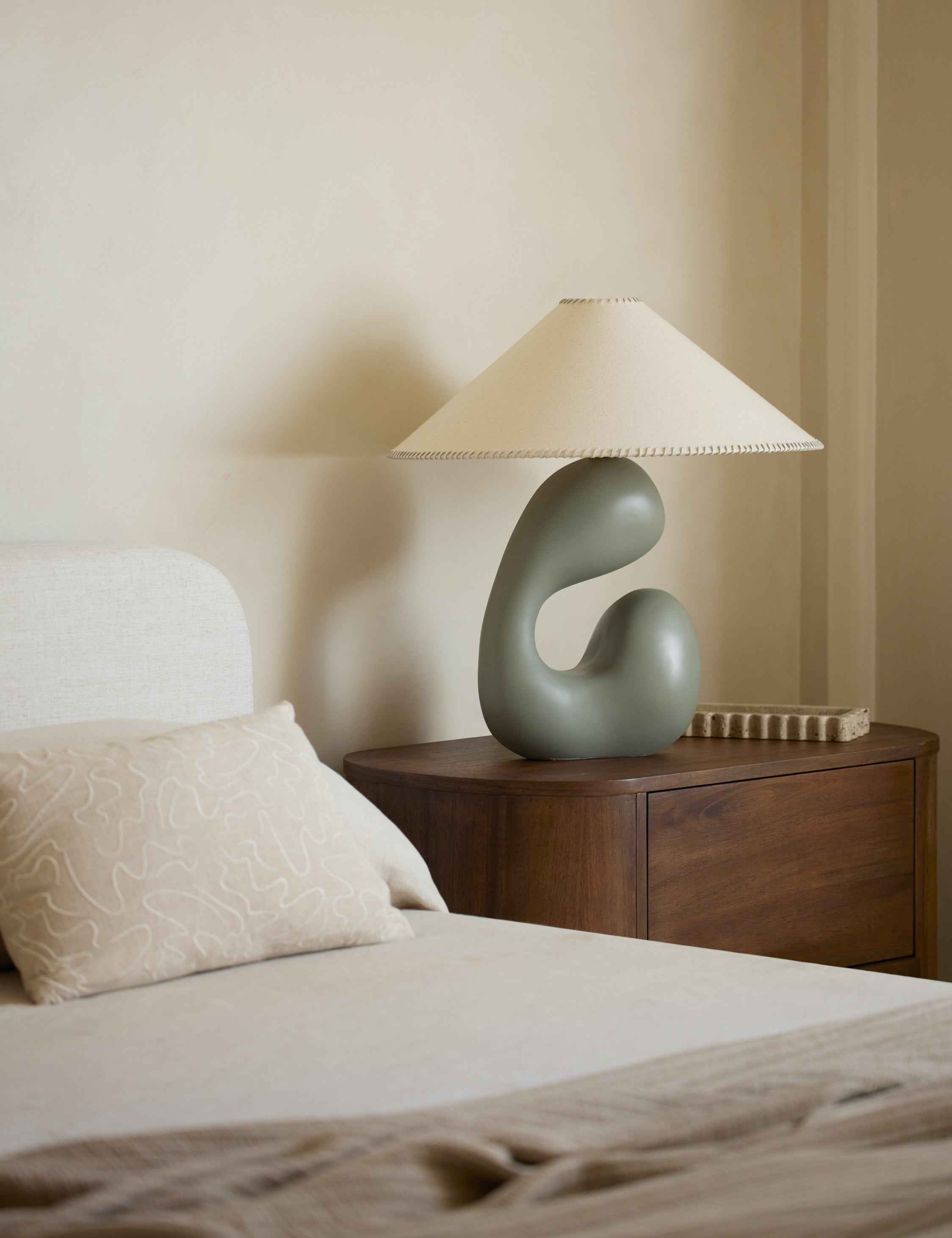 Sage Saguaro Table Lamp | Organic Form, Linen Shade