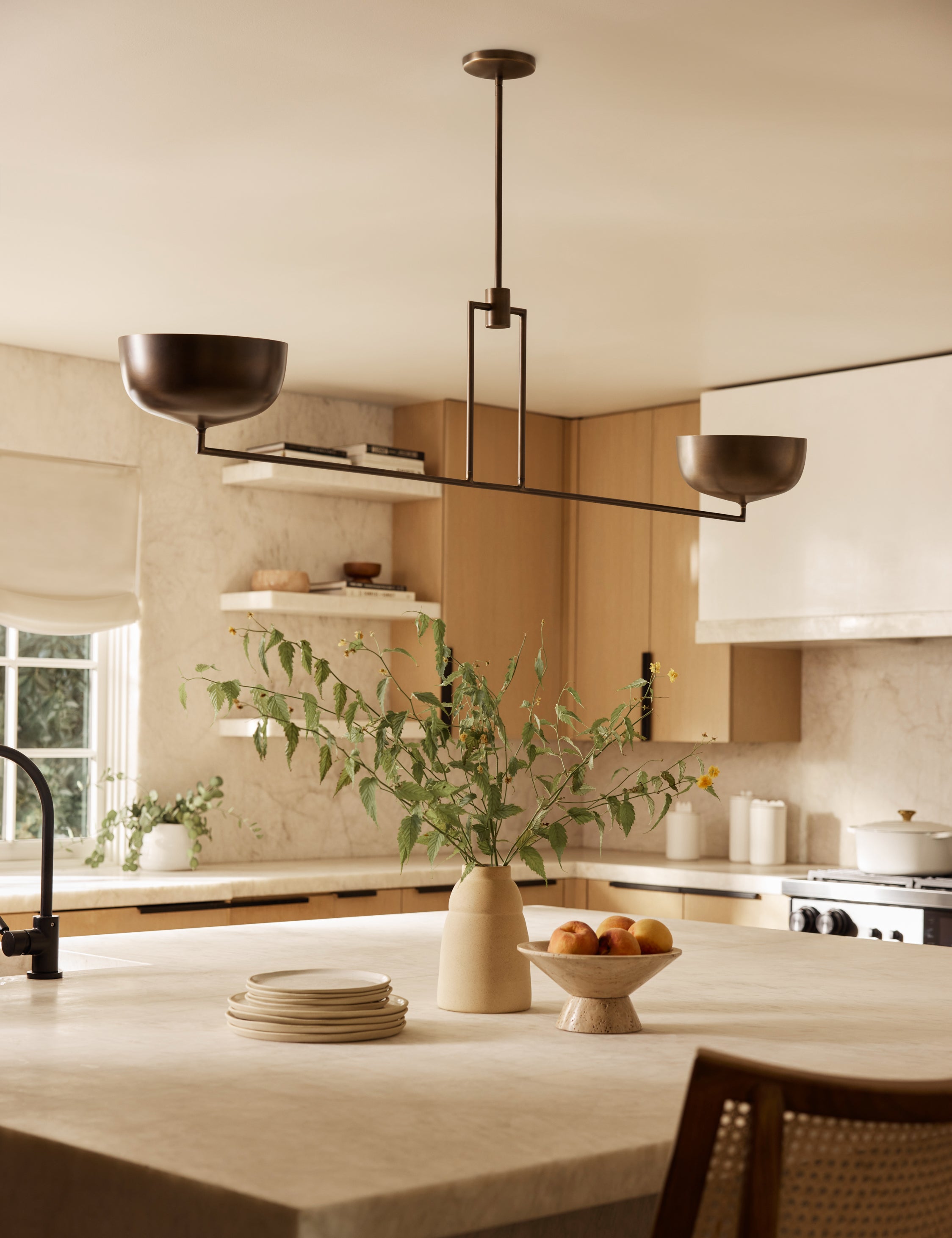 Bello Linear Chandelier | Dome Shades, Angular Frame