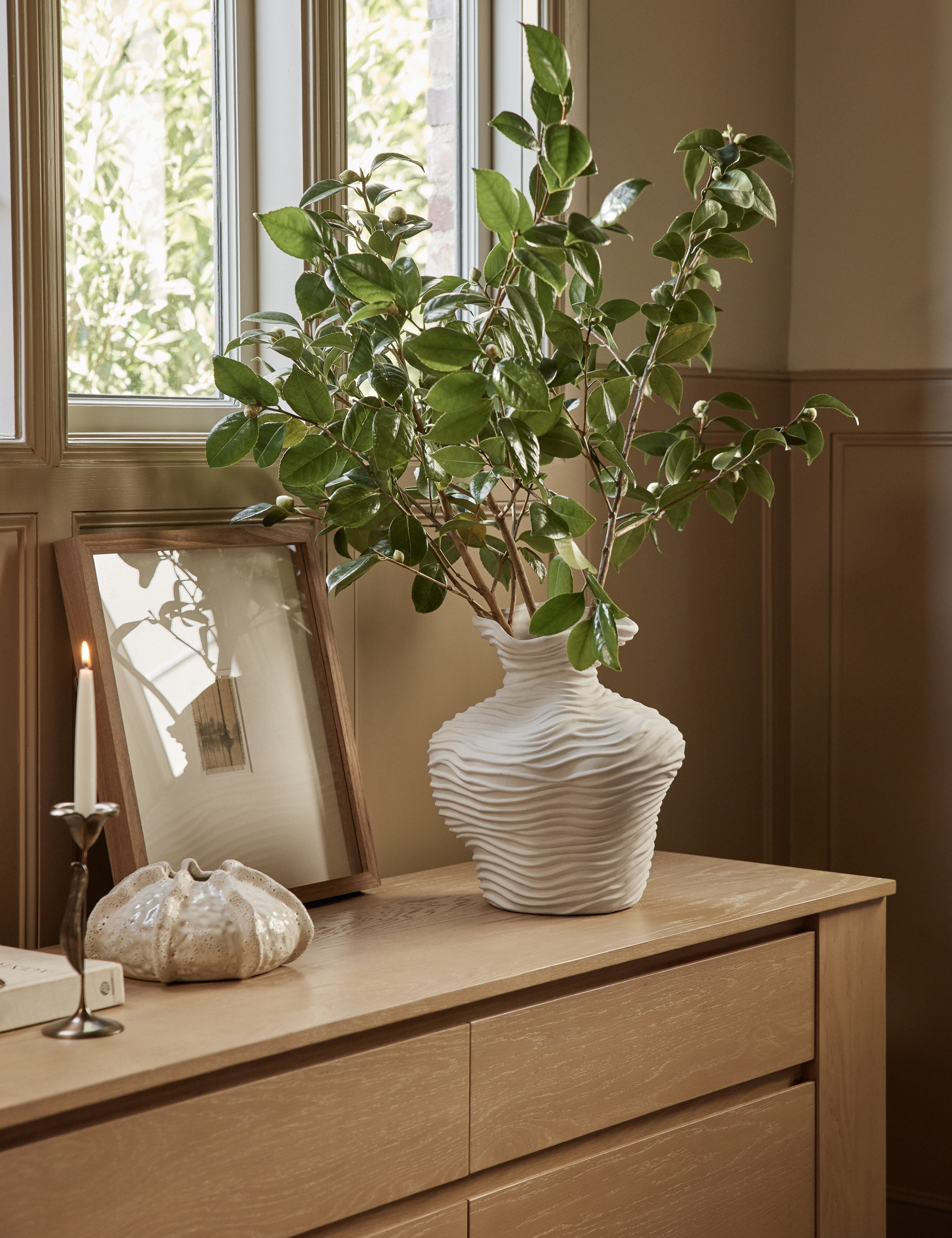 Wren Wrinkle Vase | Organic Earthen Form, Unique Glaze Finish