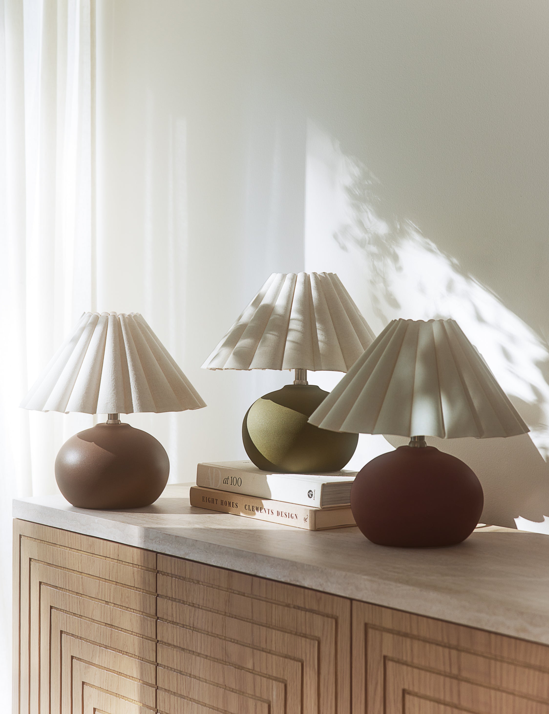 Luna Table Lamp | Pleated Shade, Round Ceramic Body