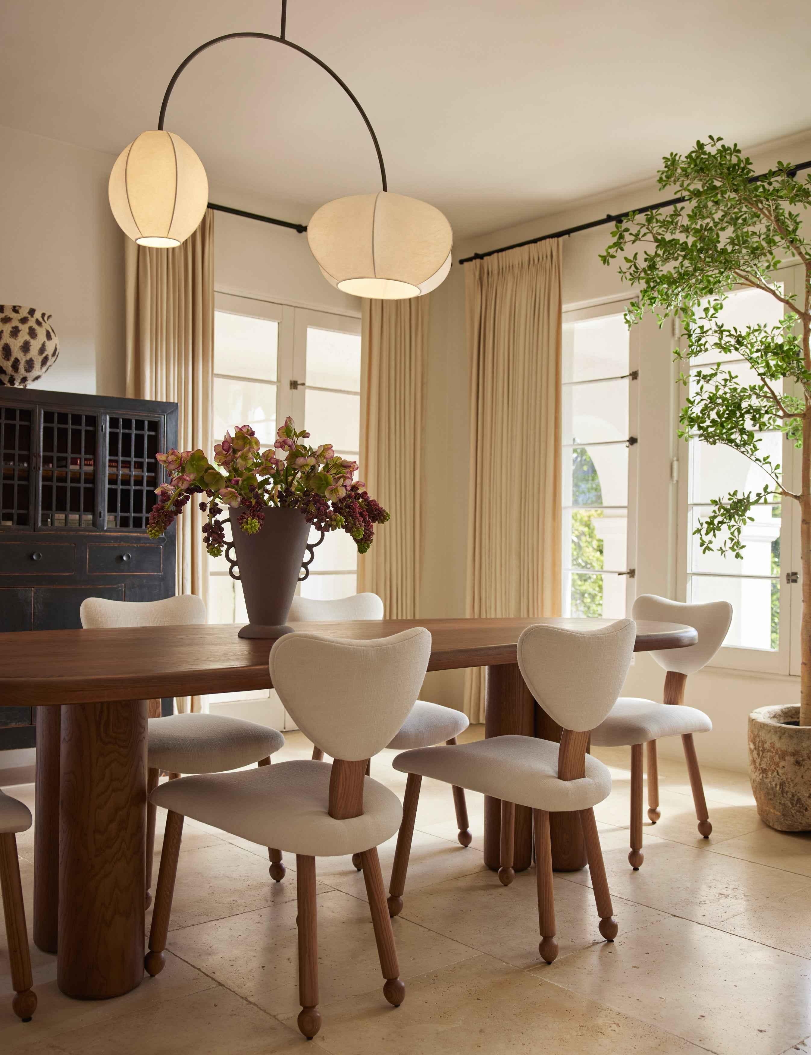 Lunara Linear Chandelier | Lantern Shades, Arc-Shape Design