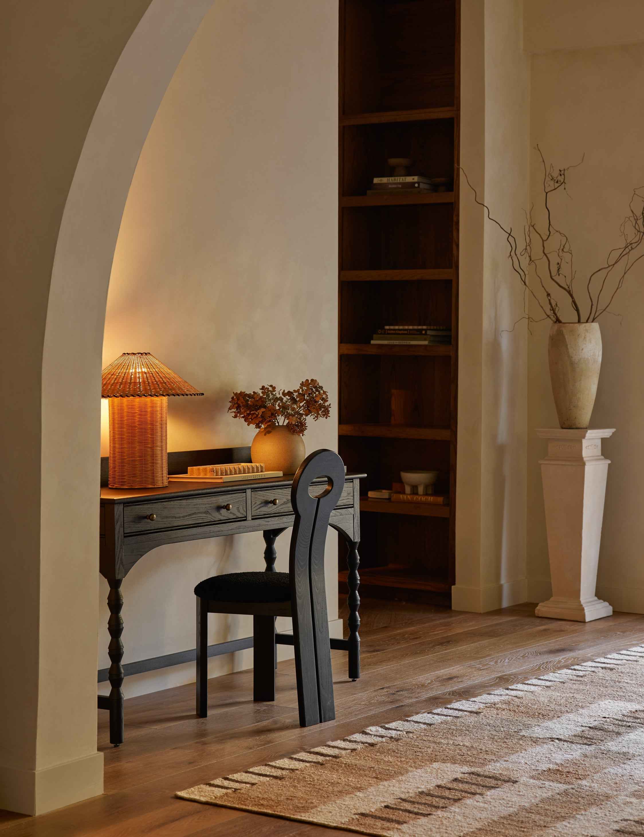 Terrene Table Lamp | Rattan Base with Leather Stitching