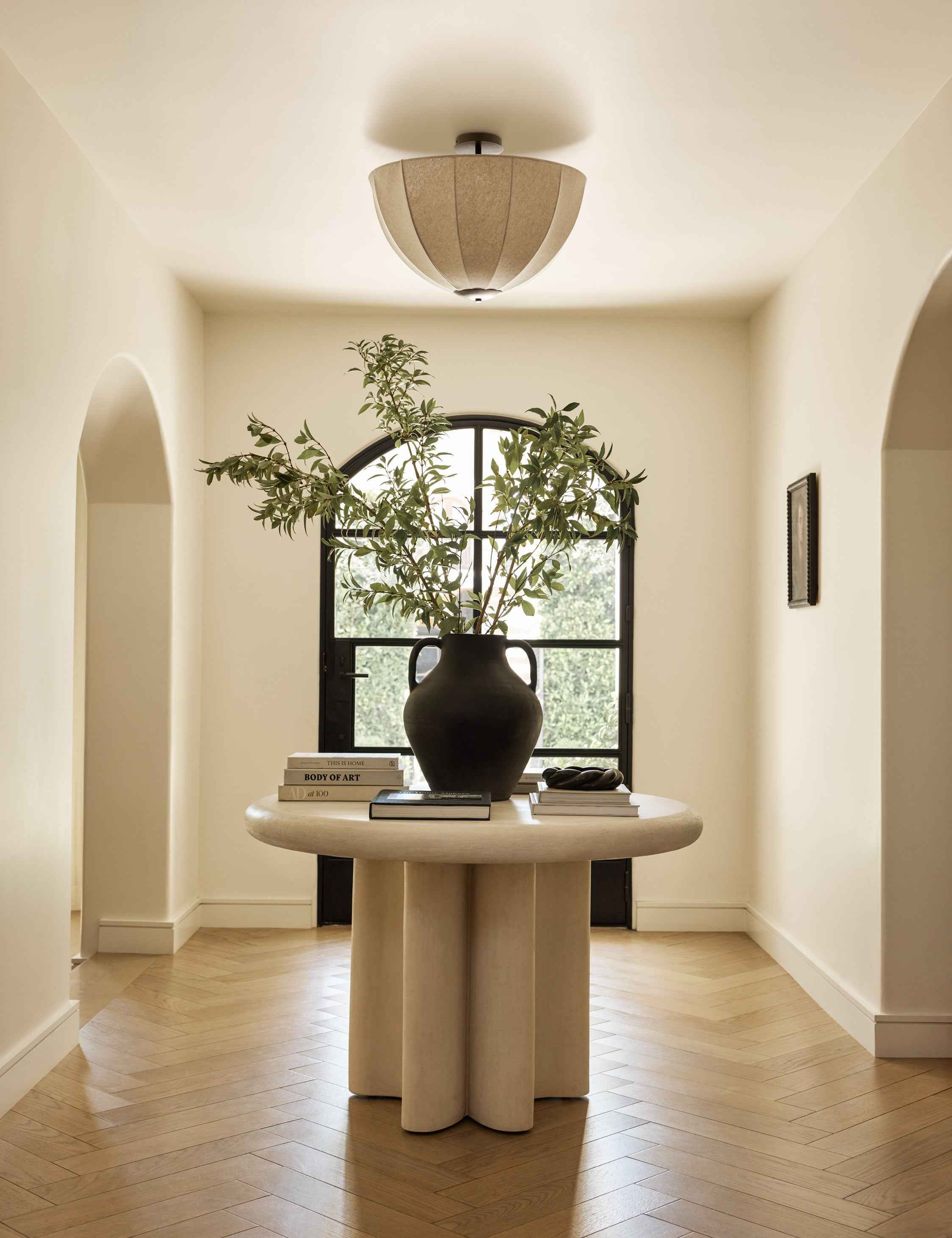 Sello Flush Mount Light | Linen-Wrapped Shade, Botanical Inspired