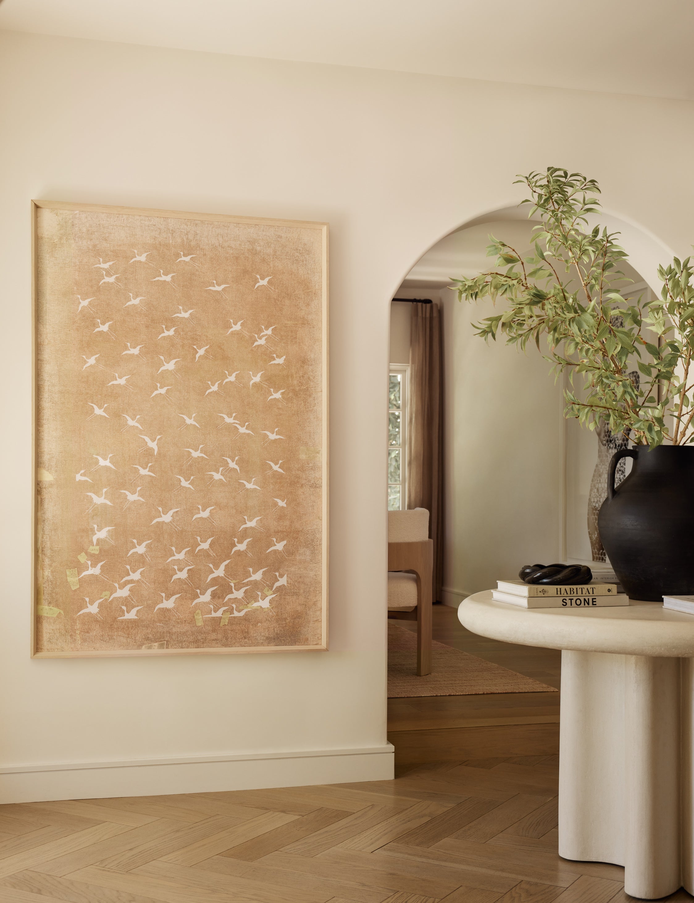 Crescendo Wall Art | 1930s Kimono Crane Stencil Design