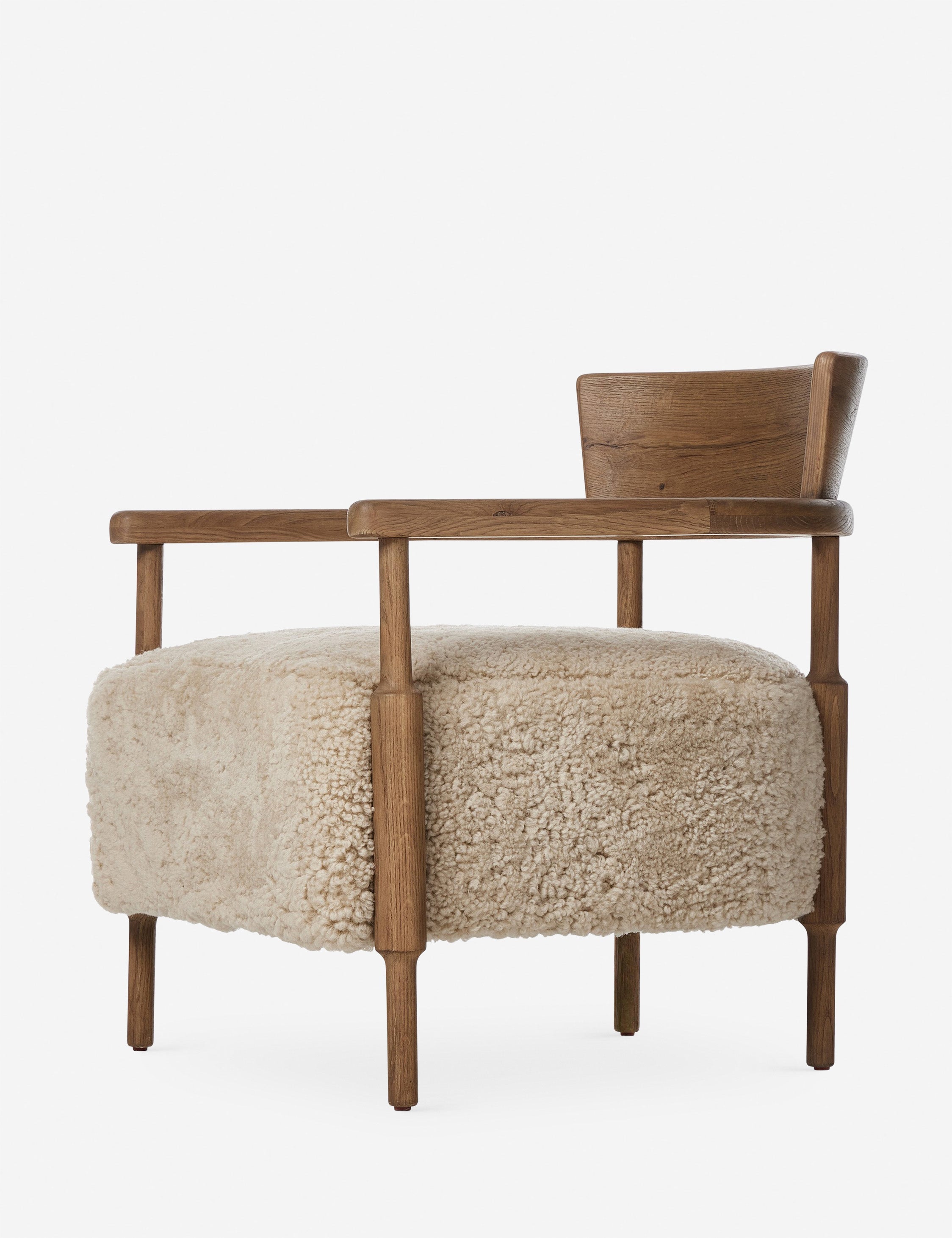 Bela Accent Chair | Solid Oak Frame, Natural Shearling Upholstery
