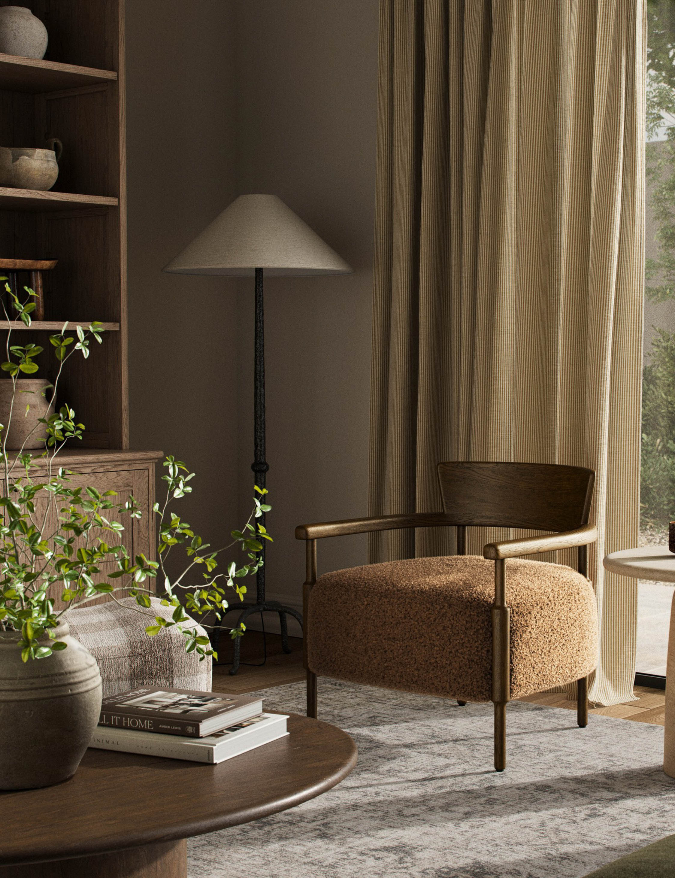Bela Accent Chair | Solid Oak Frame, Natural Shearling Upholstery