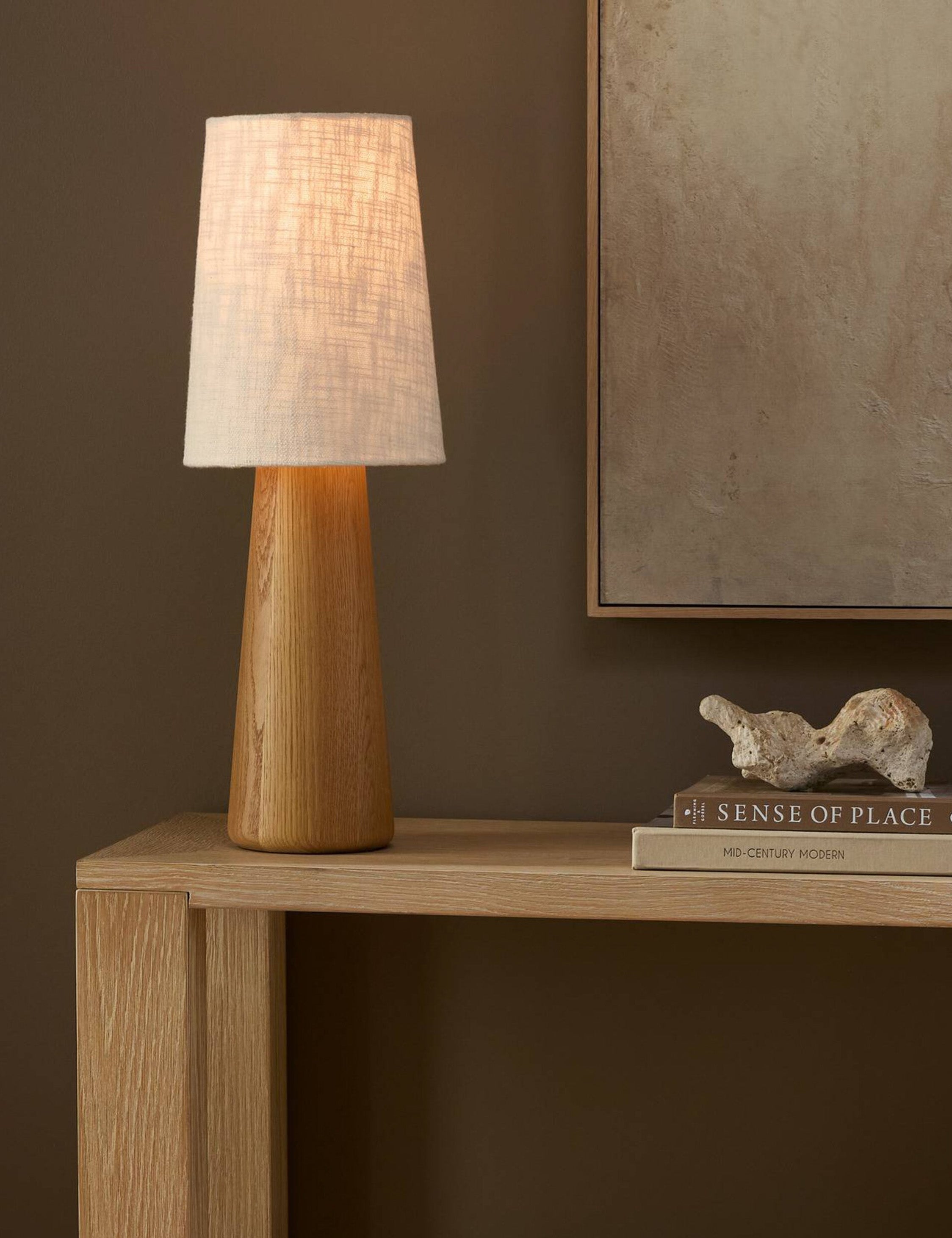 Sable Table Lamp | Conical Wood Base, Boucle Linen Shade