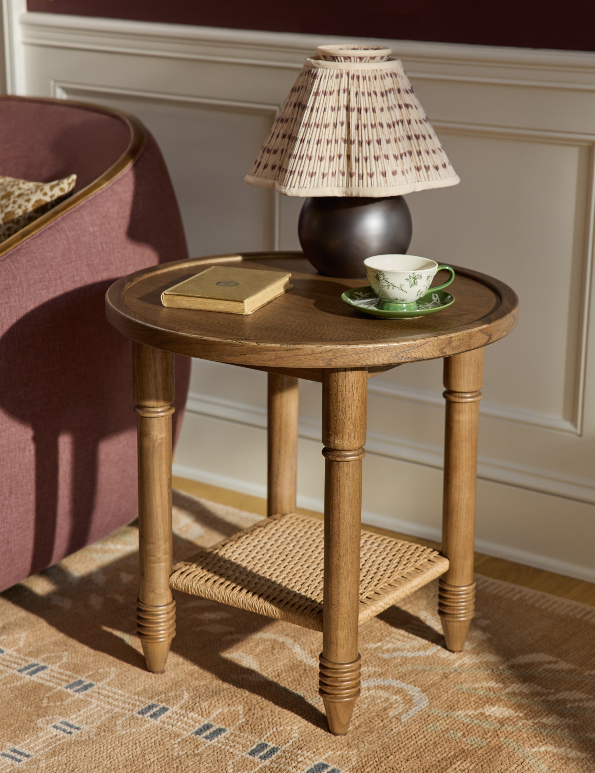 Juno Table Lamp | Pleated Floral Shade, Metal Base