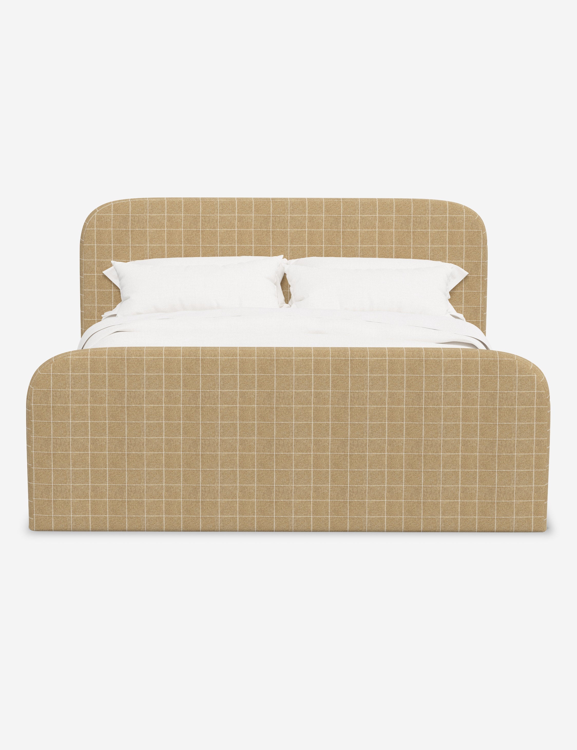 Bela Upholstered Bed | Low Rounded Headboard, Raised Footboard