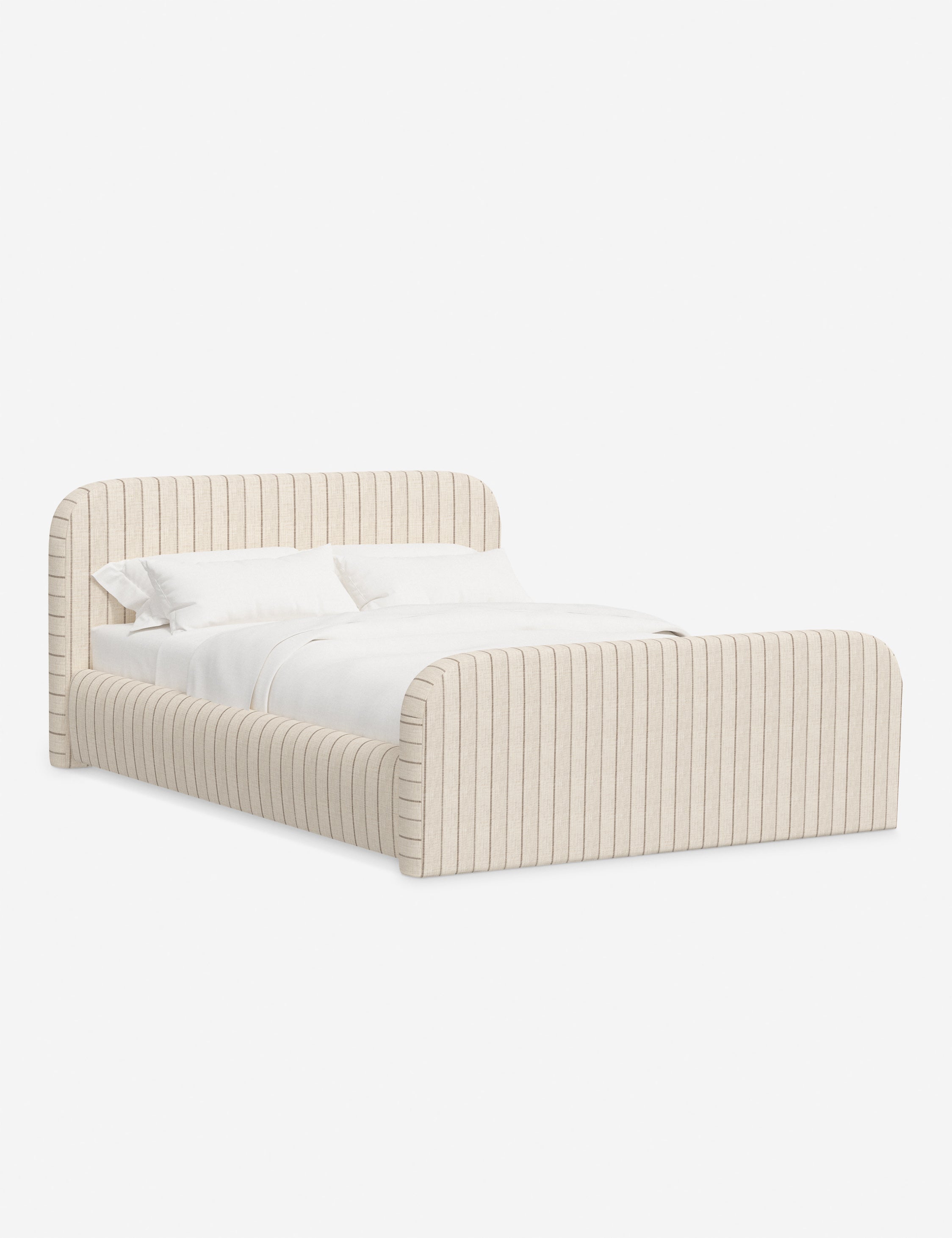 Bela Upholstered Bed | Low Rounded Headboard, Raised Footboard