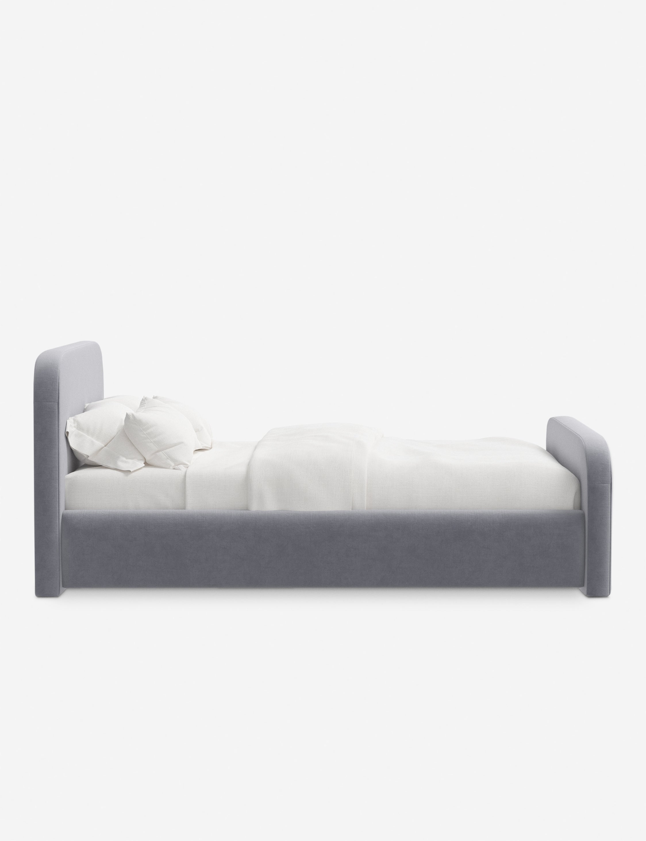 Bela Upholstered Bed | Low Rounded Headboard, Raised Footboard