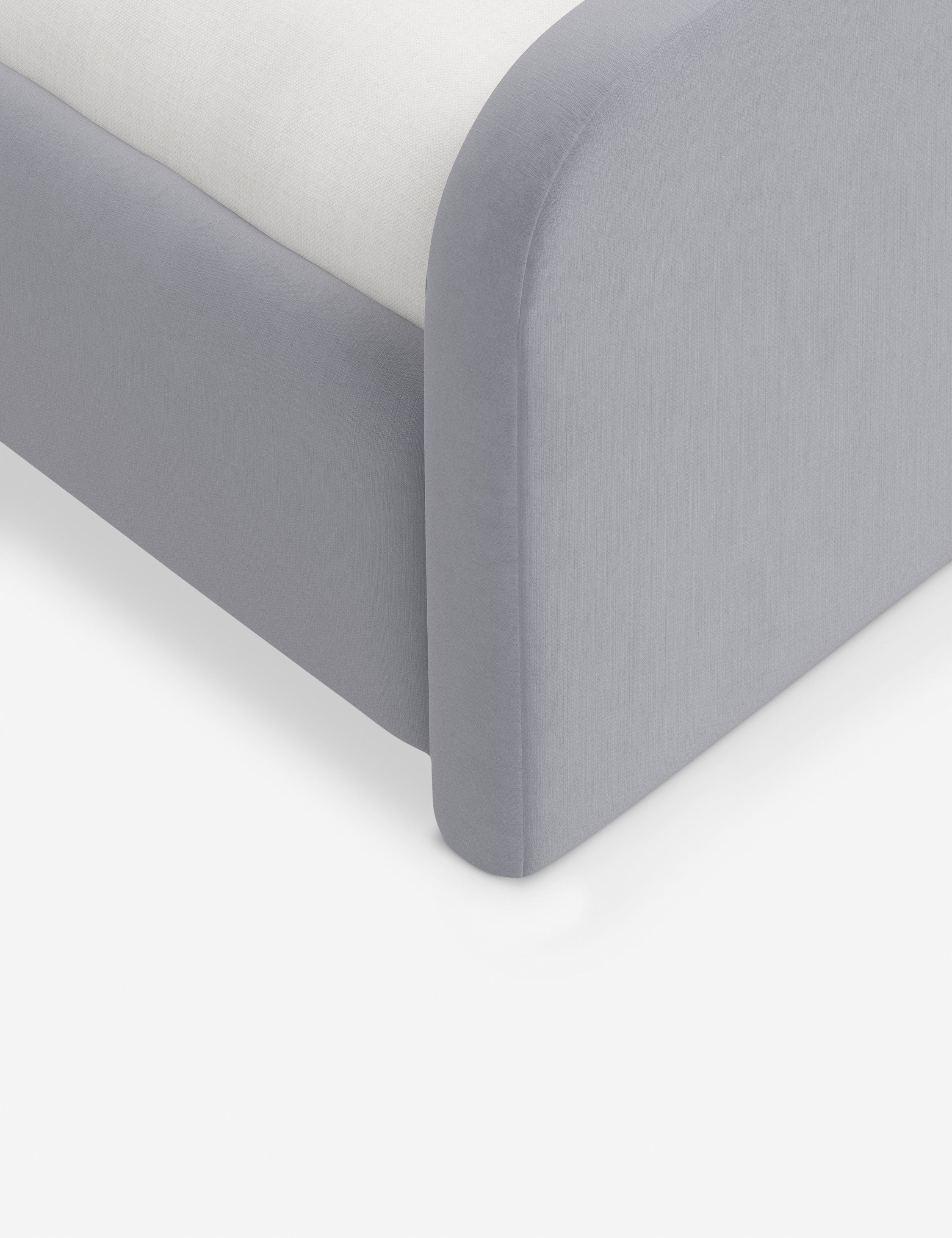 Bela Upholstered Bed | Low Rounded Headboard, Raised Footboard