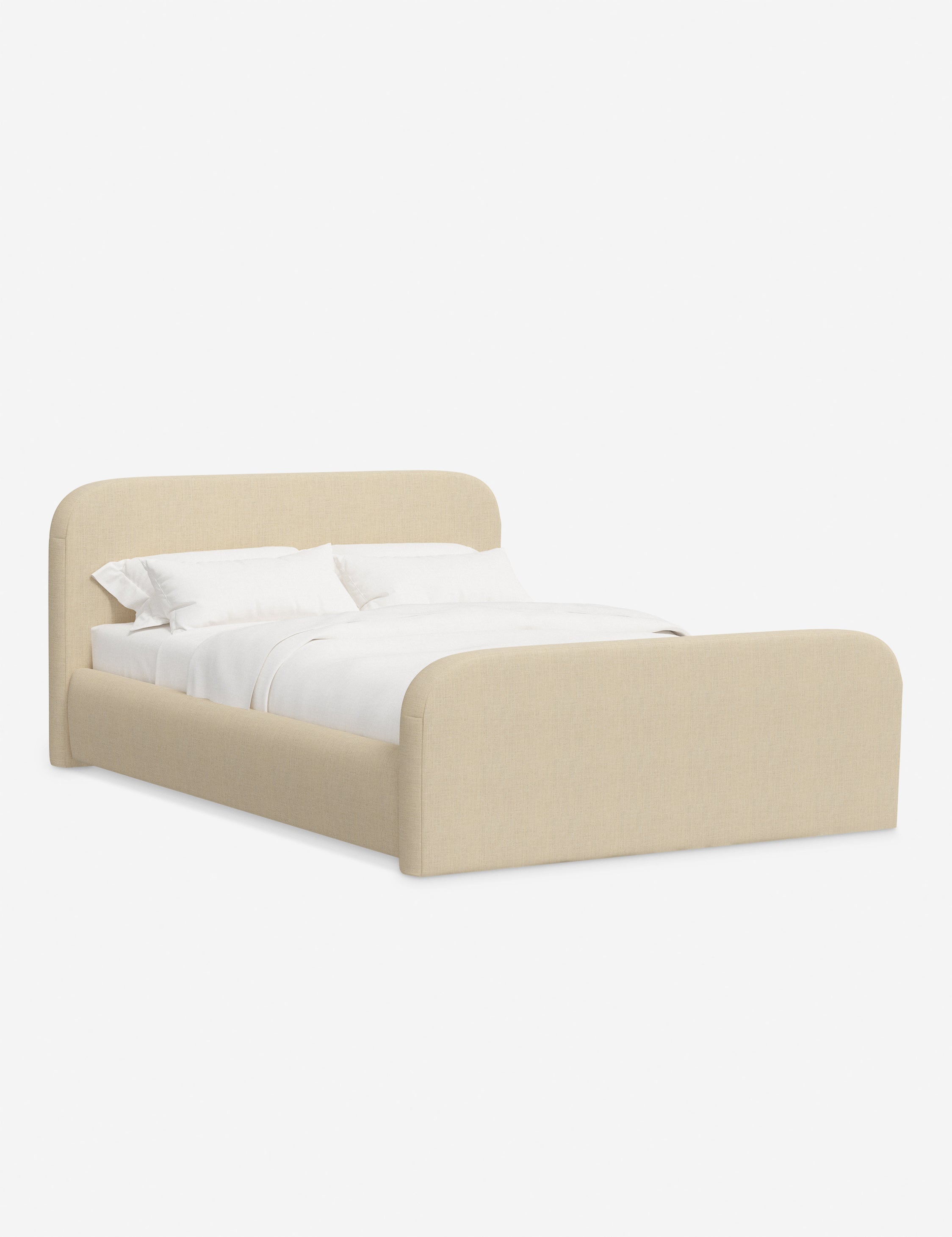 Bela Upholstered Bed | Low Rounded Headboard, Raised Footboard