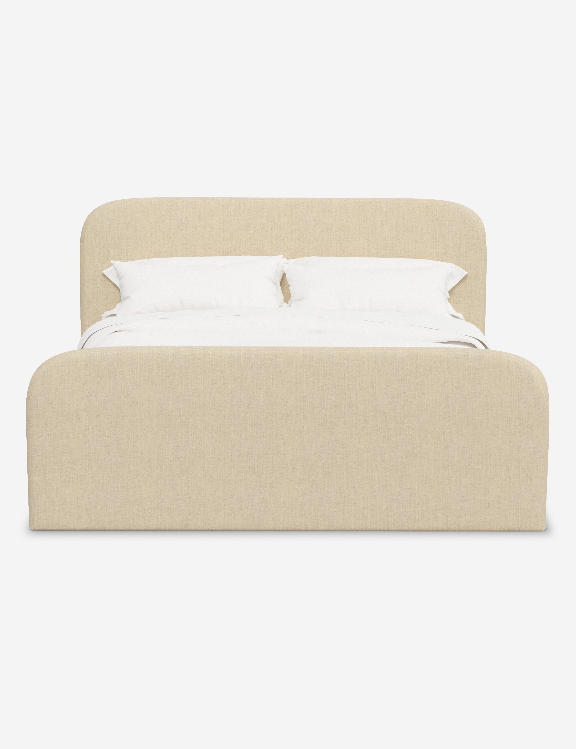 Bela Upholstered Bed | Low Rounded Headboard, Raised Footboard