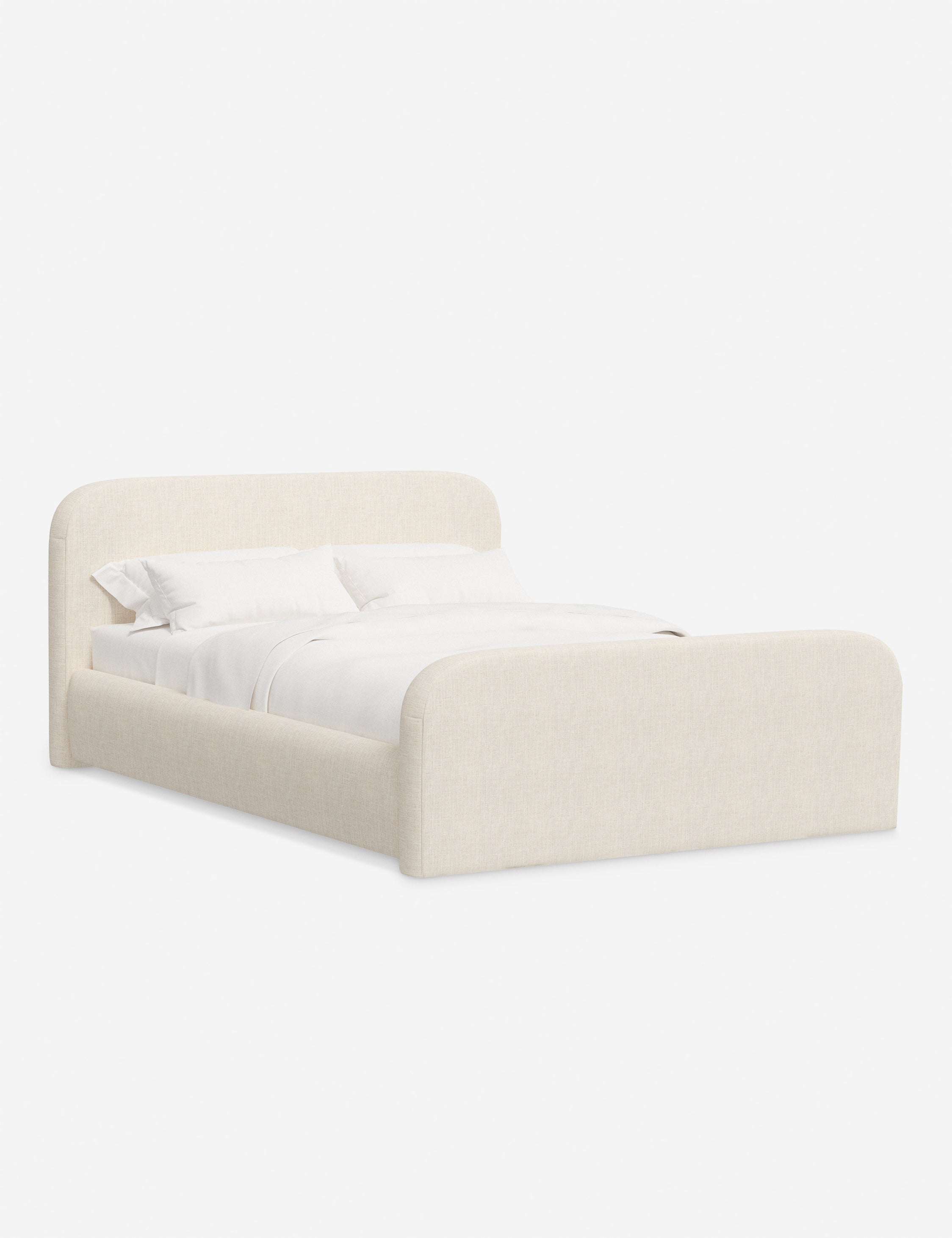Bela Upholstered Bed | Low Rounded Headboard, Raised Footboard