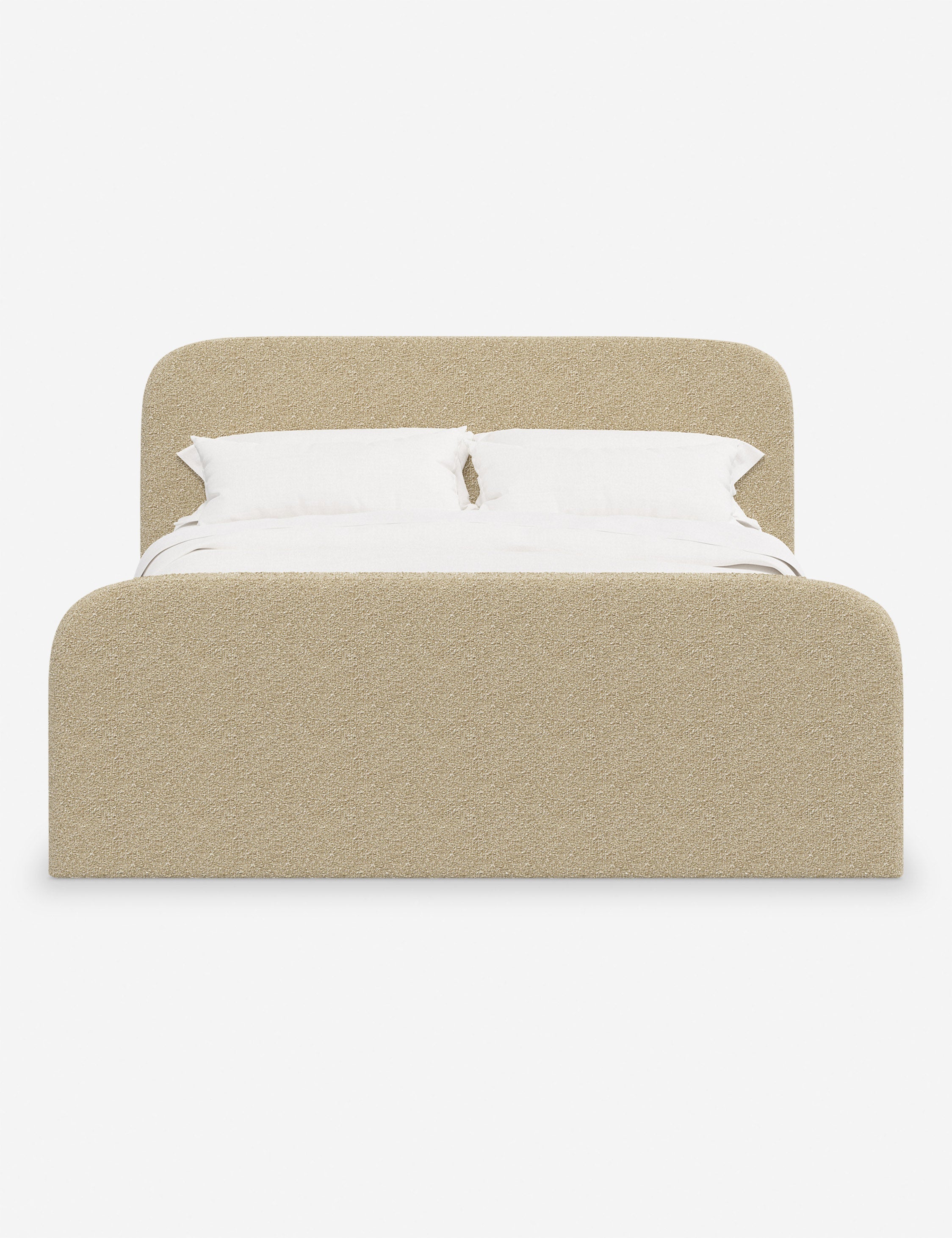 Bela Upholstered Bed | Low Rounded Headboard, Raised Footboard