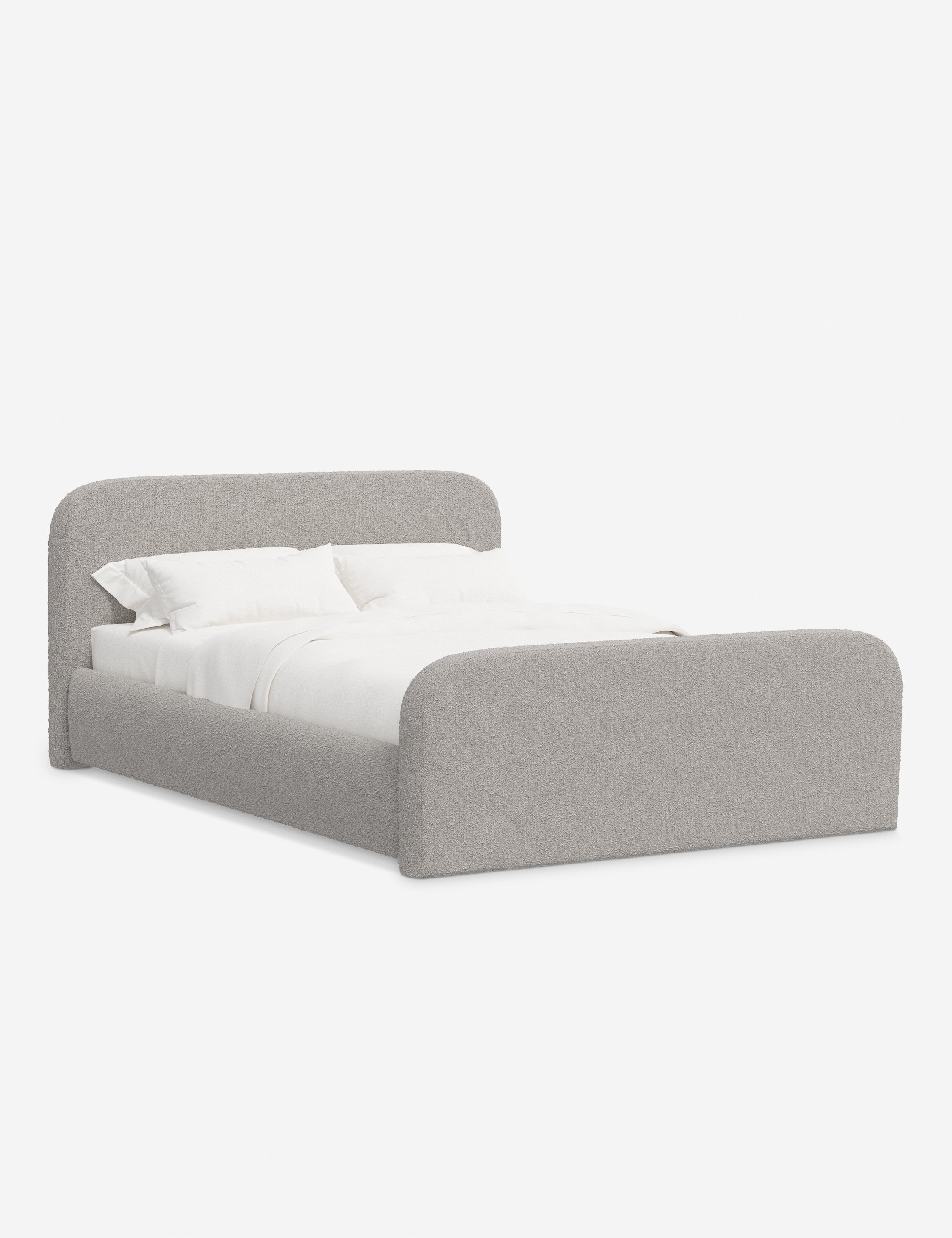 Bela Upholstered Bed | Low Rounded Headboard, Raised Footboard