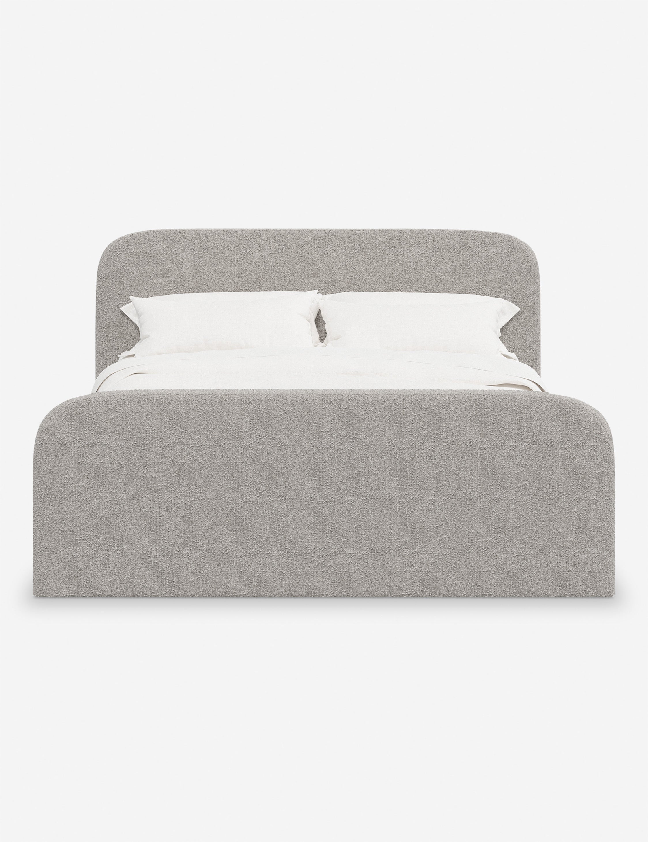 Bela Upholstered Bed | Low Rounded Headboard, Raised Footboard