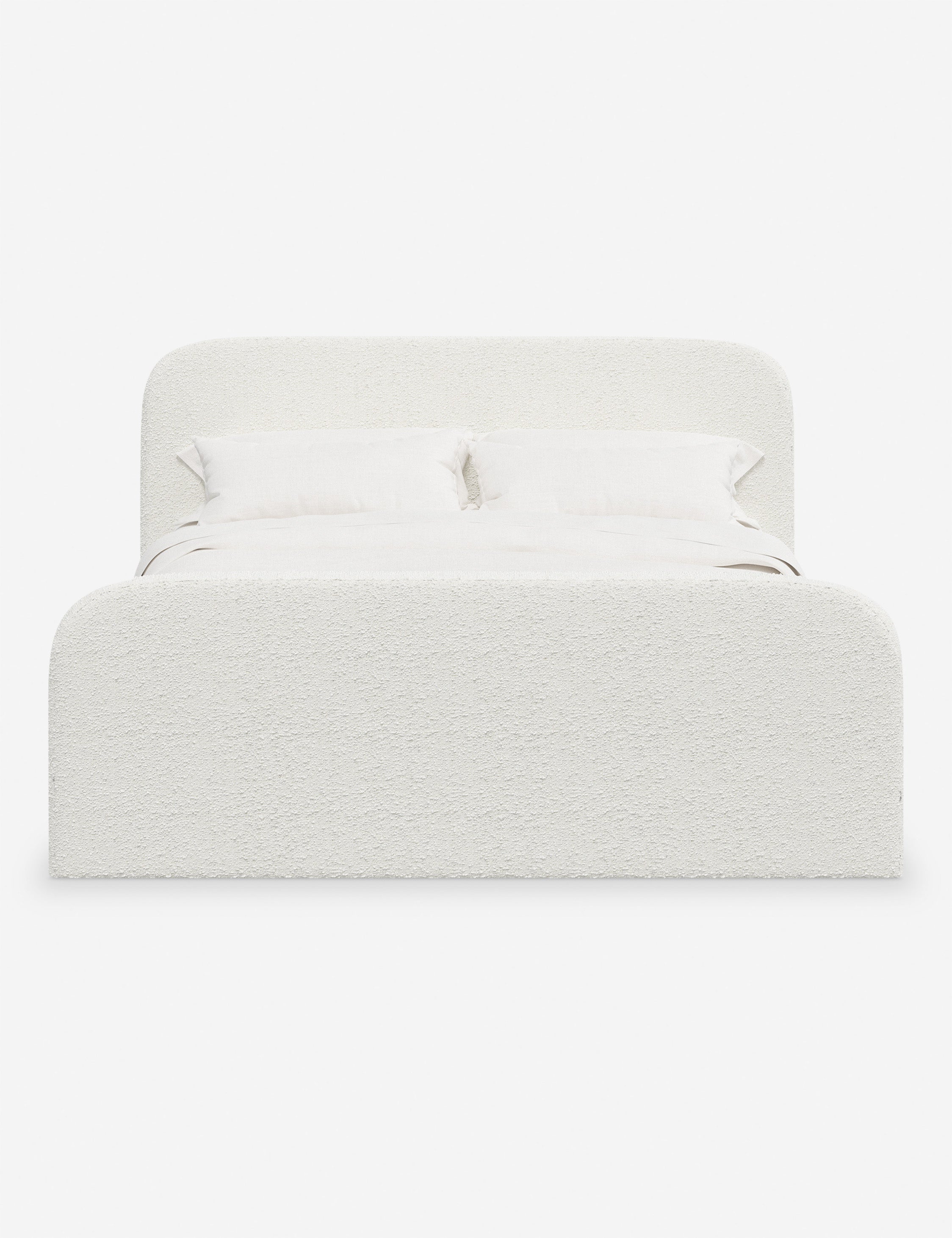 Bela Upholstered Bed | Low Rounded Headboard, Raised Footboard