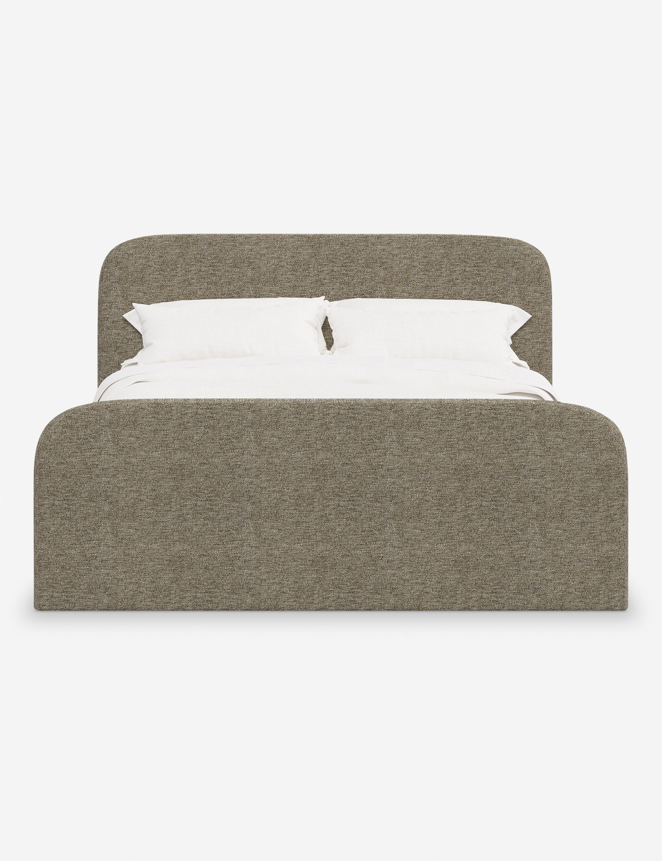 Bela Upholstered Bed | Low Rounded Headboard, Raised Footboard