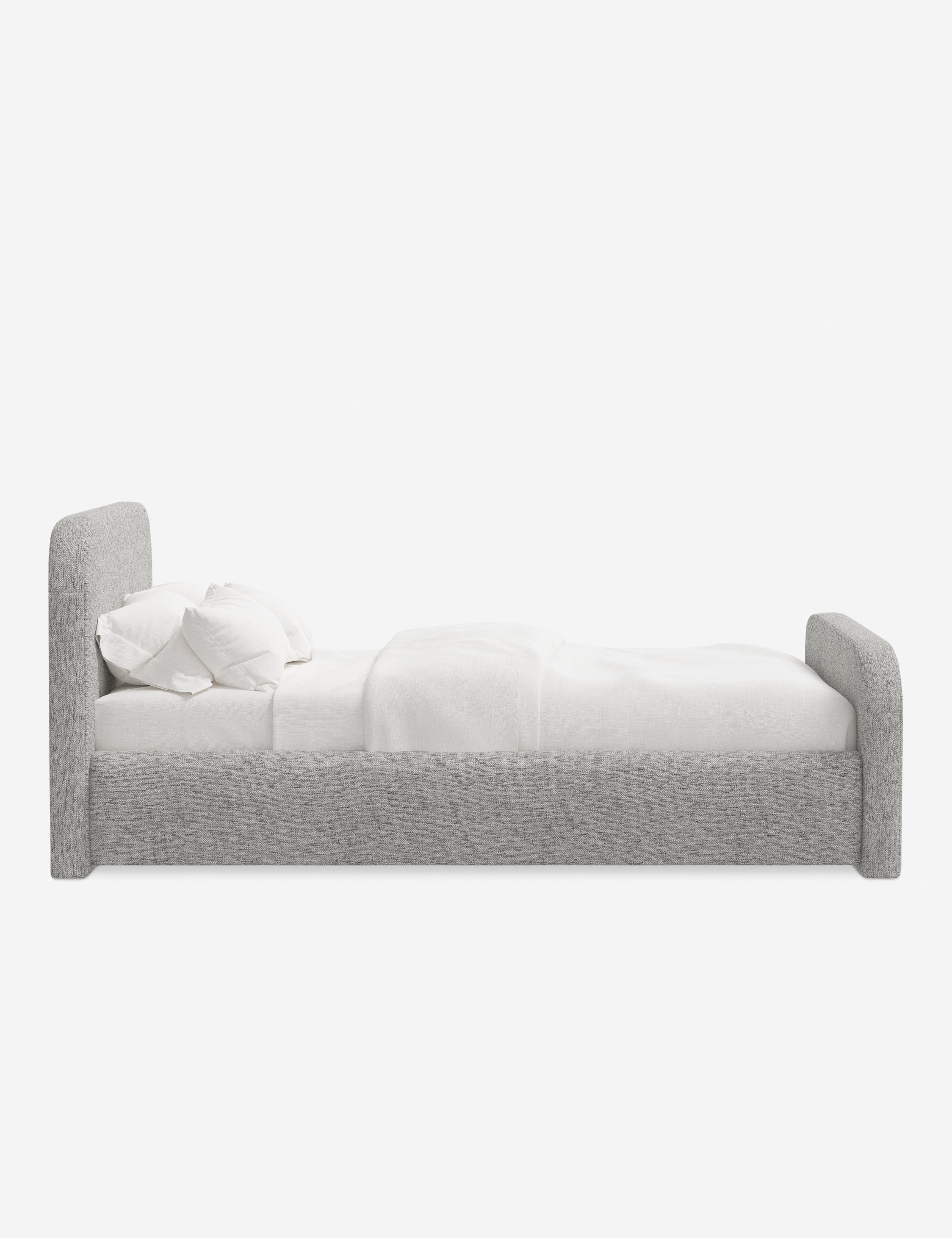 Bela Upholstered Bed | Low Rounded Headboard, Raised Footboard