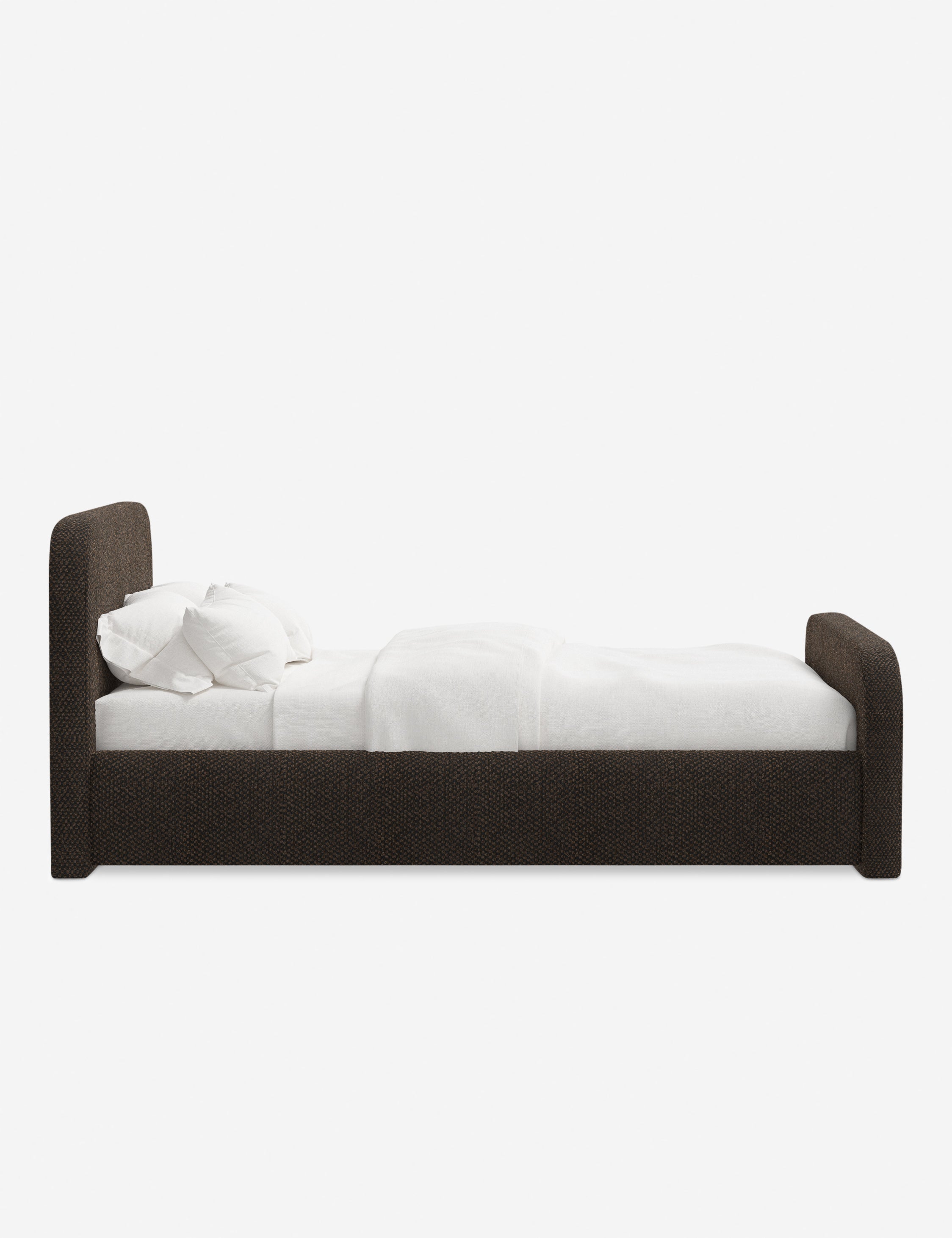 Bela Upholstered Bed | Low Rounded Headboard, Raised Footboard