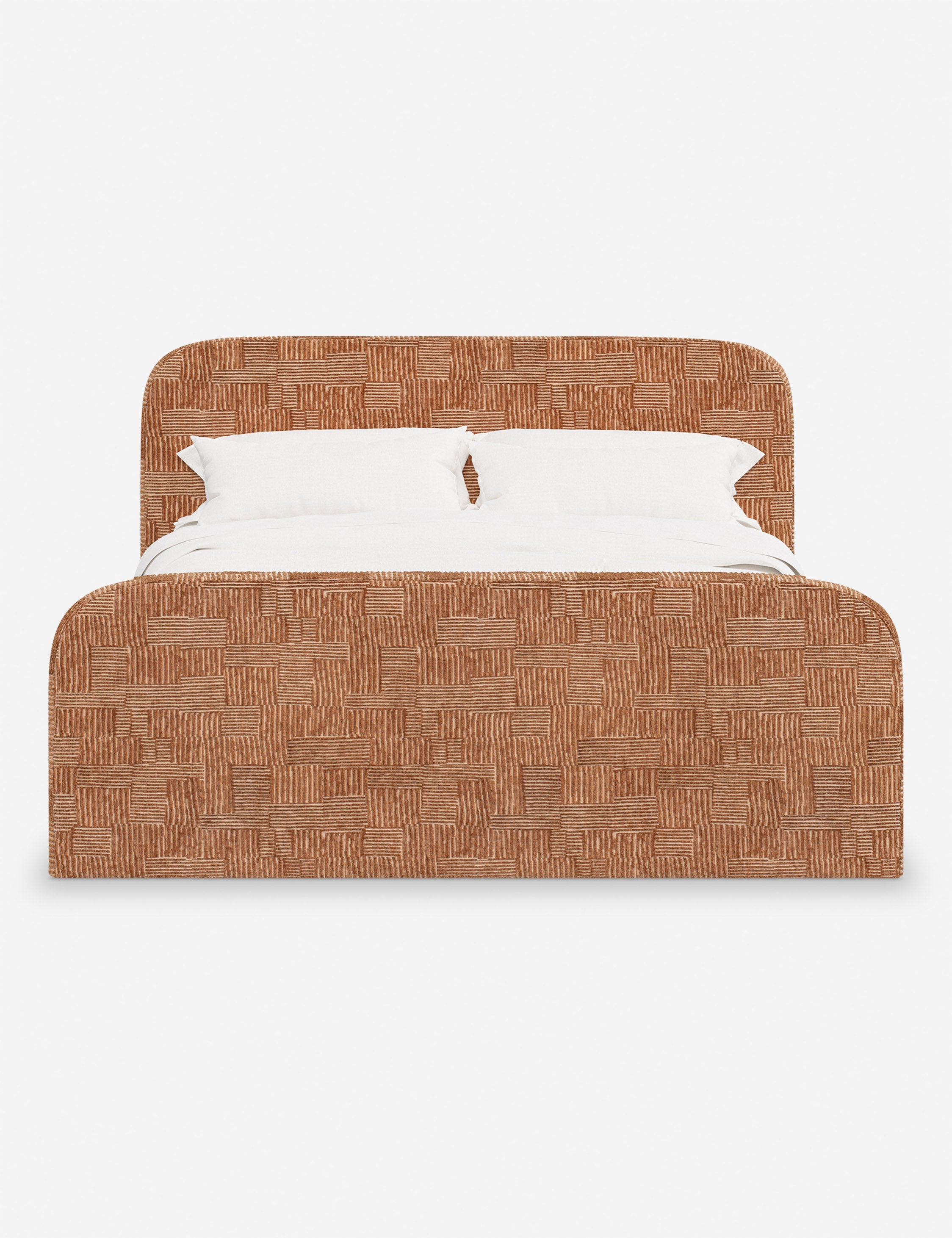 Bela Upholstered Bed | Low Rounded Headboard, Raised Footboard