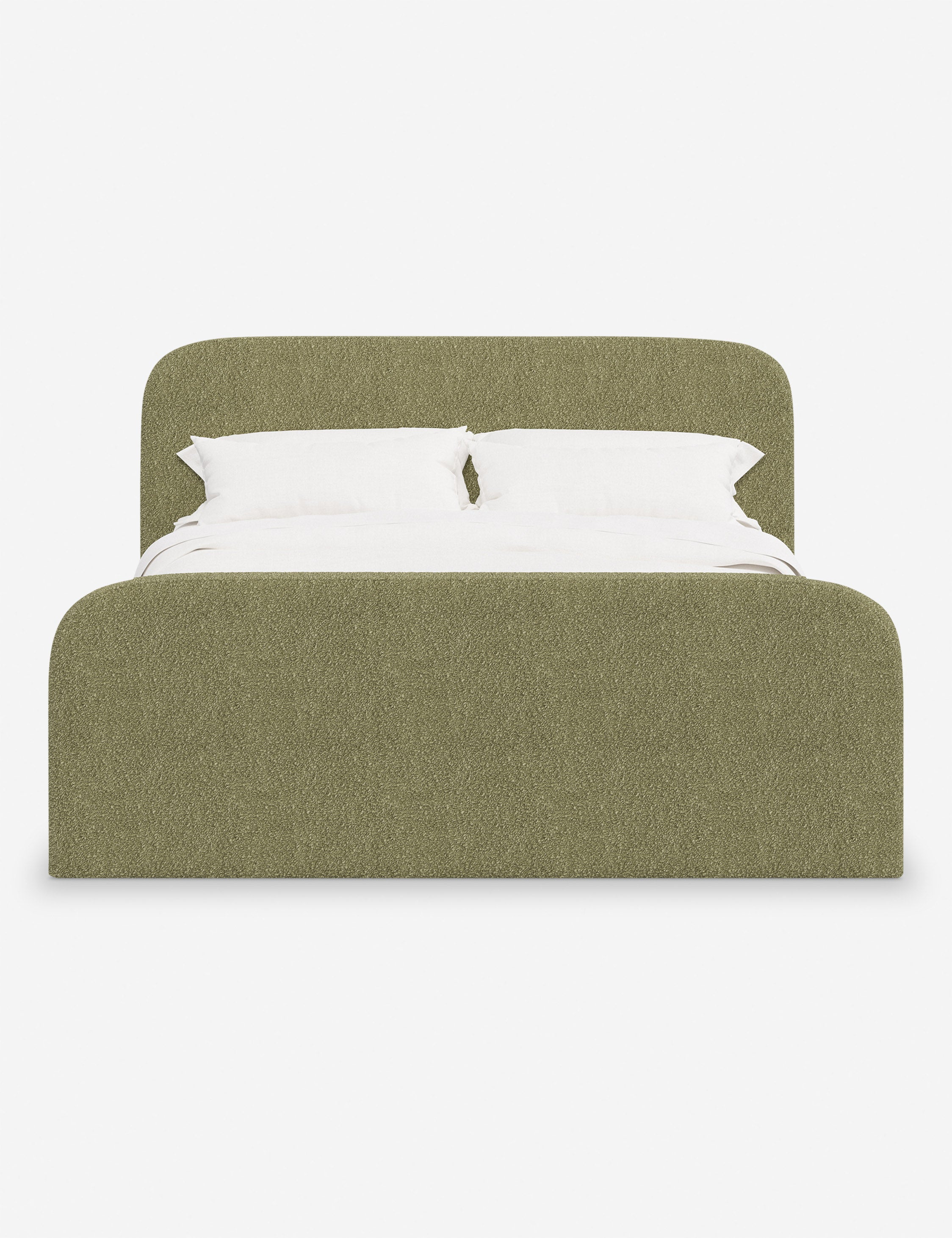 Bela Upholstered Bed | Low Rounded Headboard, Raised Footboard