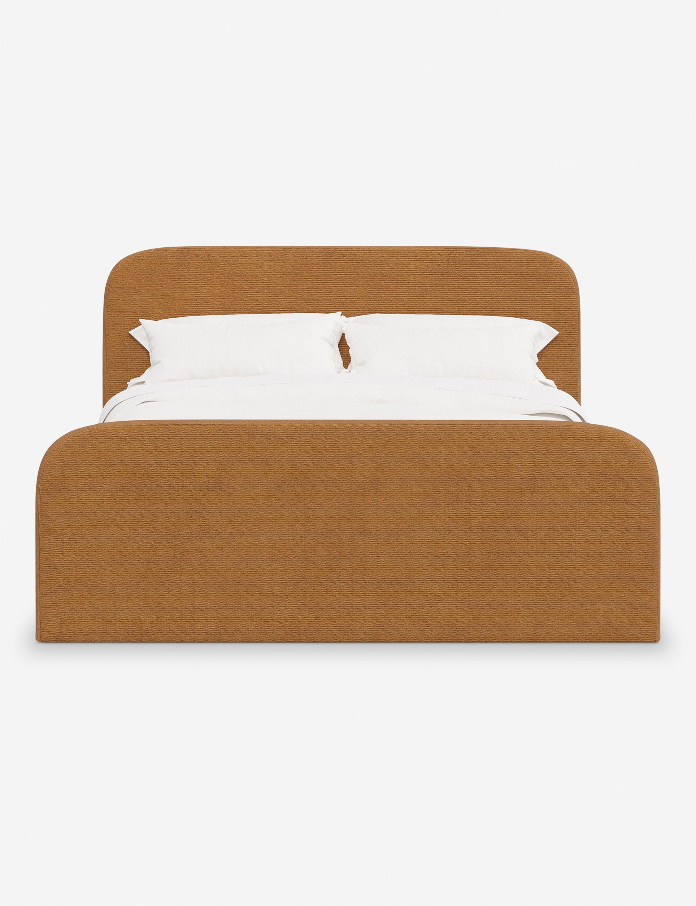 Bela Upholstered Bed | Low Rounded Headboard, Raised Footboard