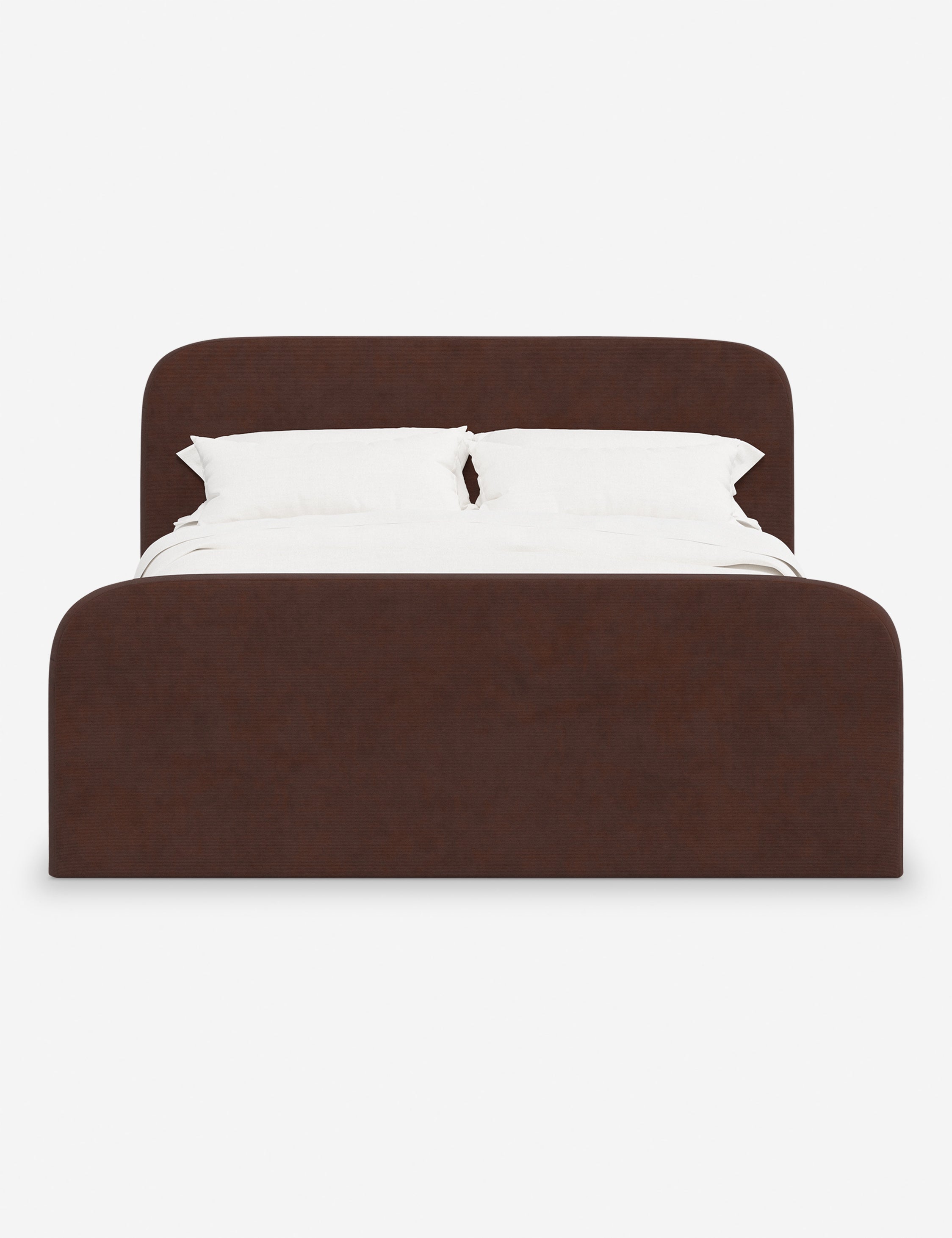 Bela Upholstered Bed | Low Rounded Headboard, Raised Footboard