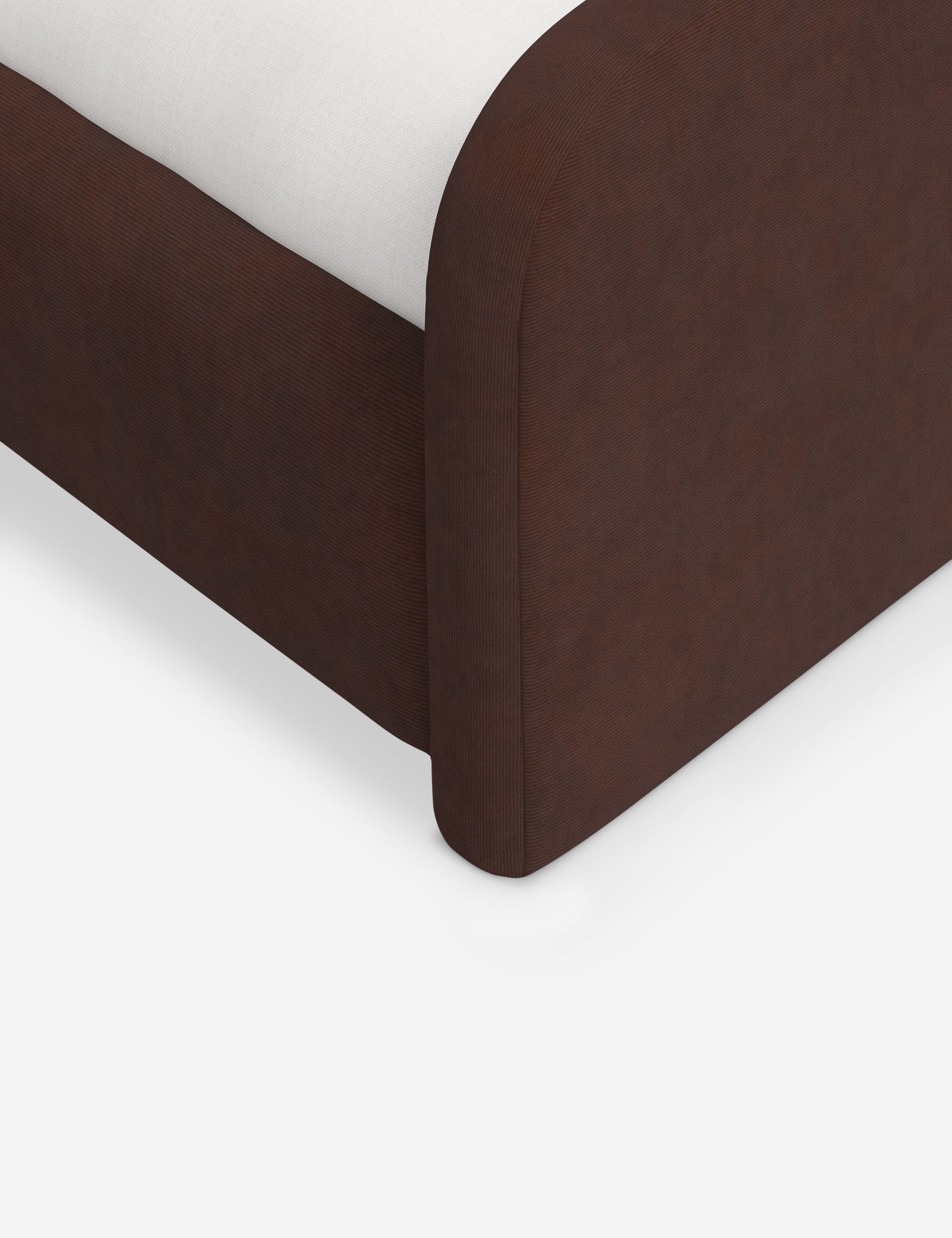 Bela Upholstered Bed | Low Rounded Headboard, Raised Footboard