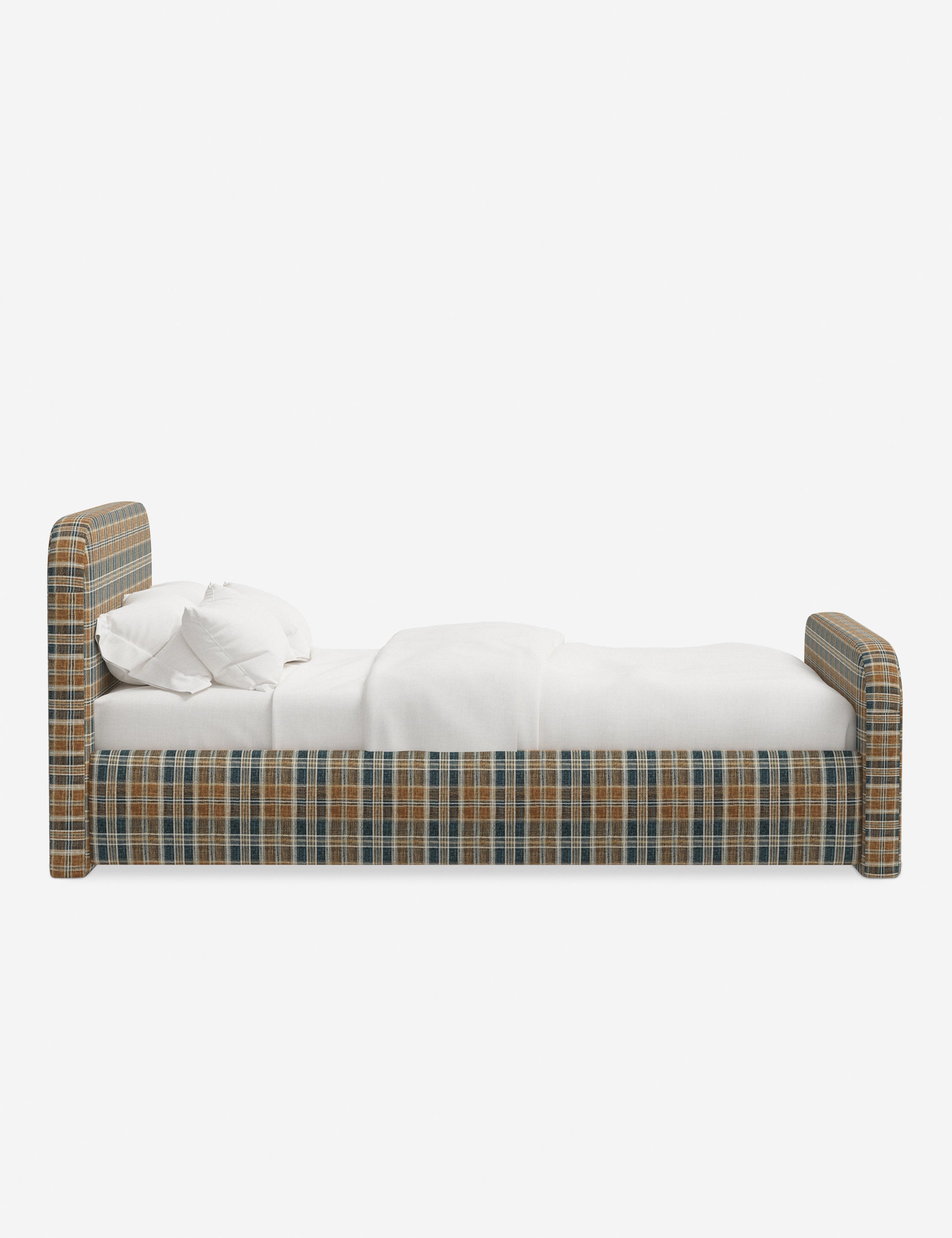 Bela Upholstered Bed | Low Rounded Headboard, Raised Footboard