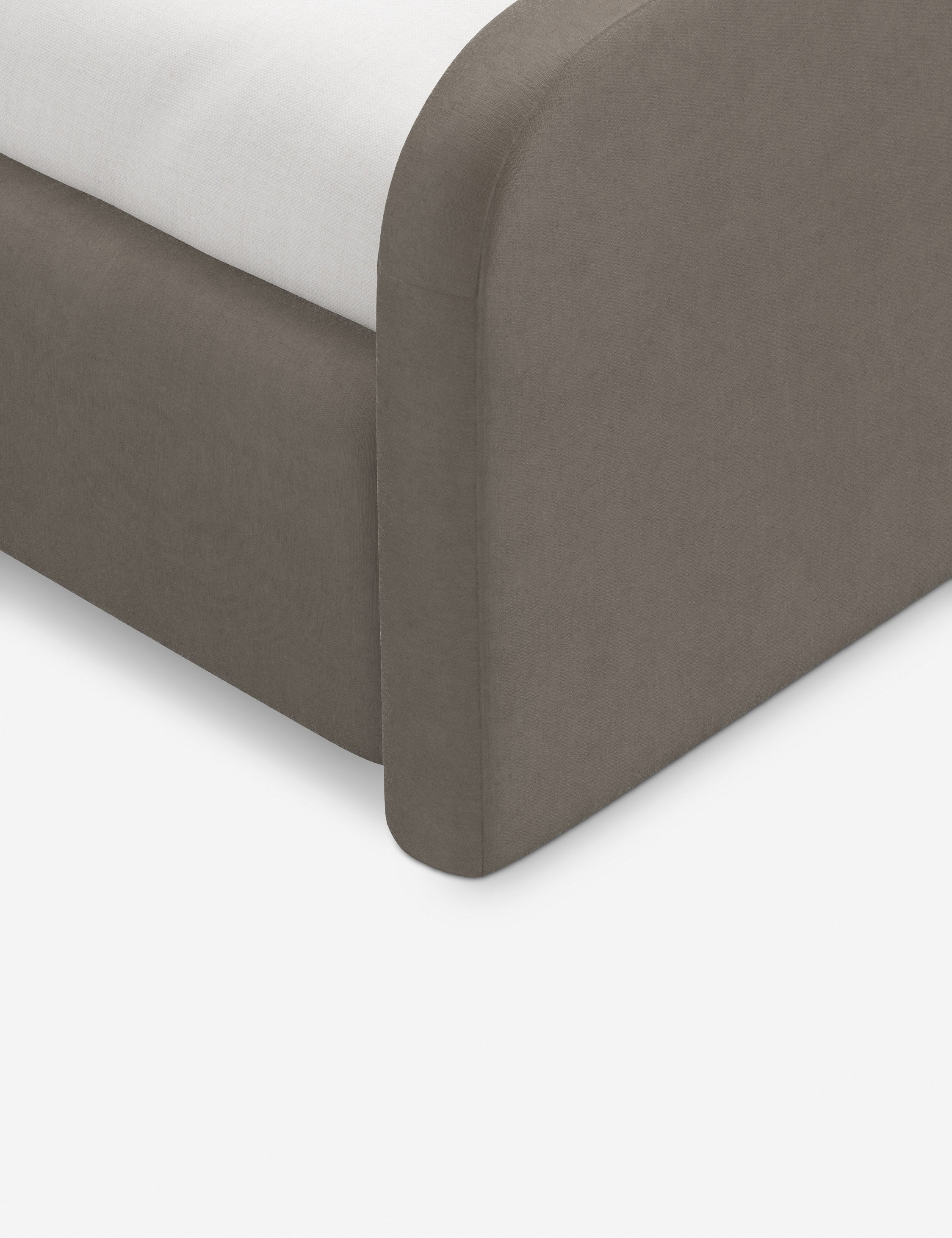 Bela Upholstered Bed | Low Rounded Headboard, Raised Footboard