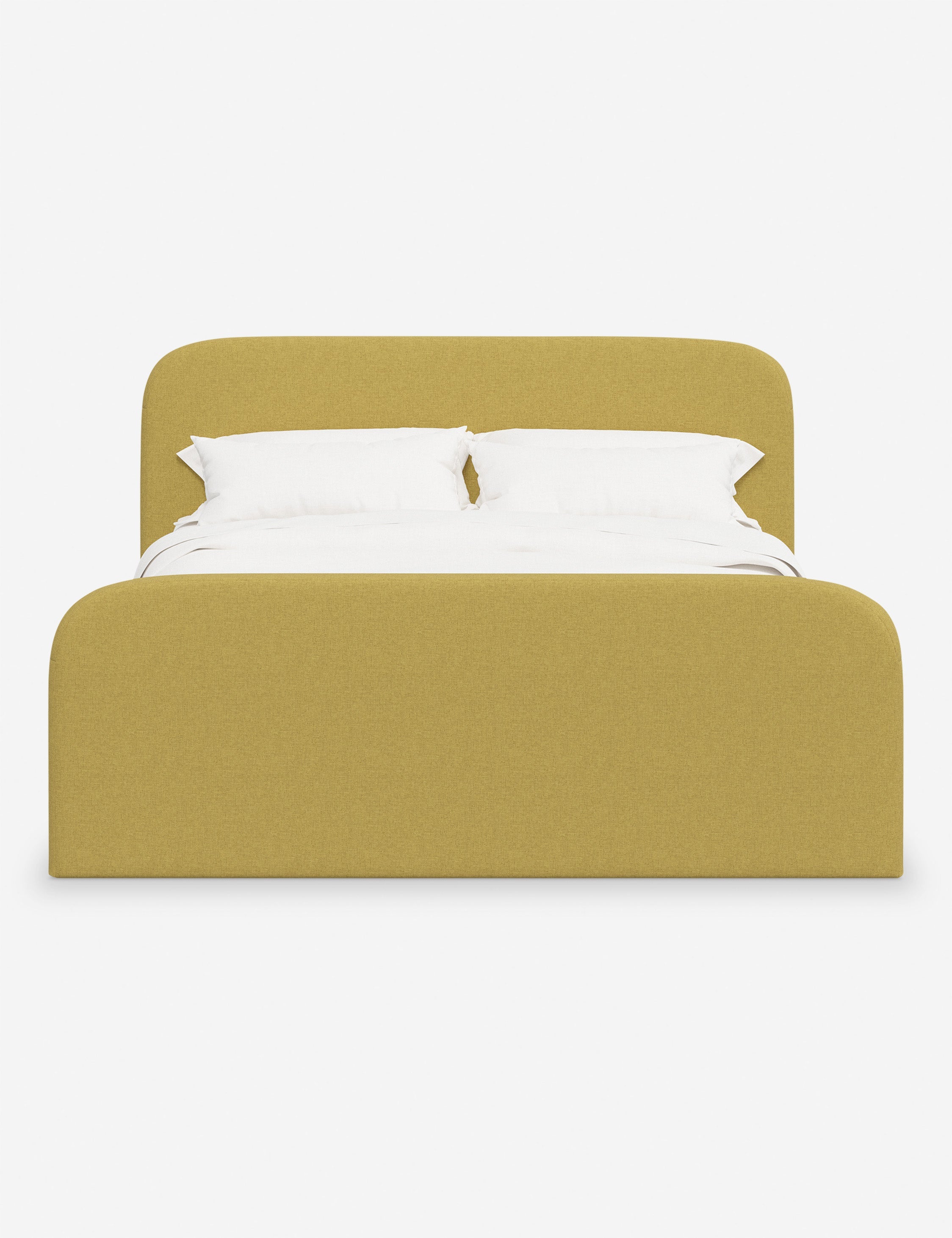 Bela Upholstered Bed | Low Rounded Headboard, Raised Footboard