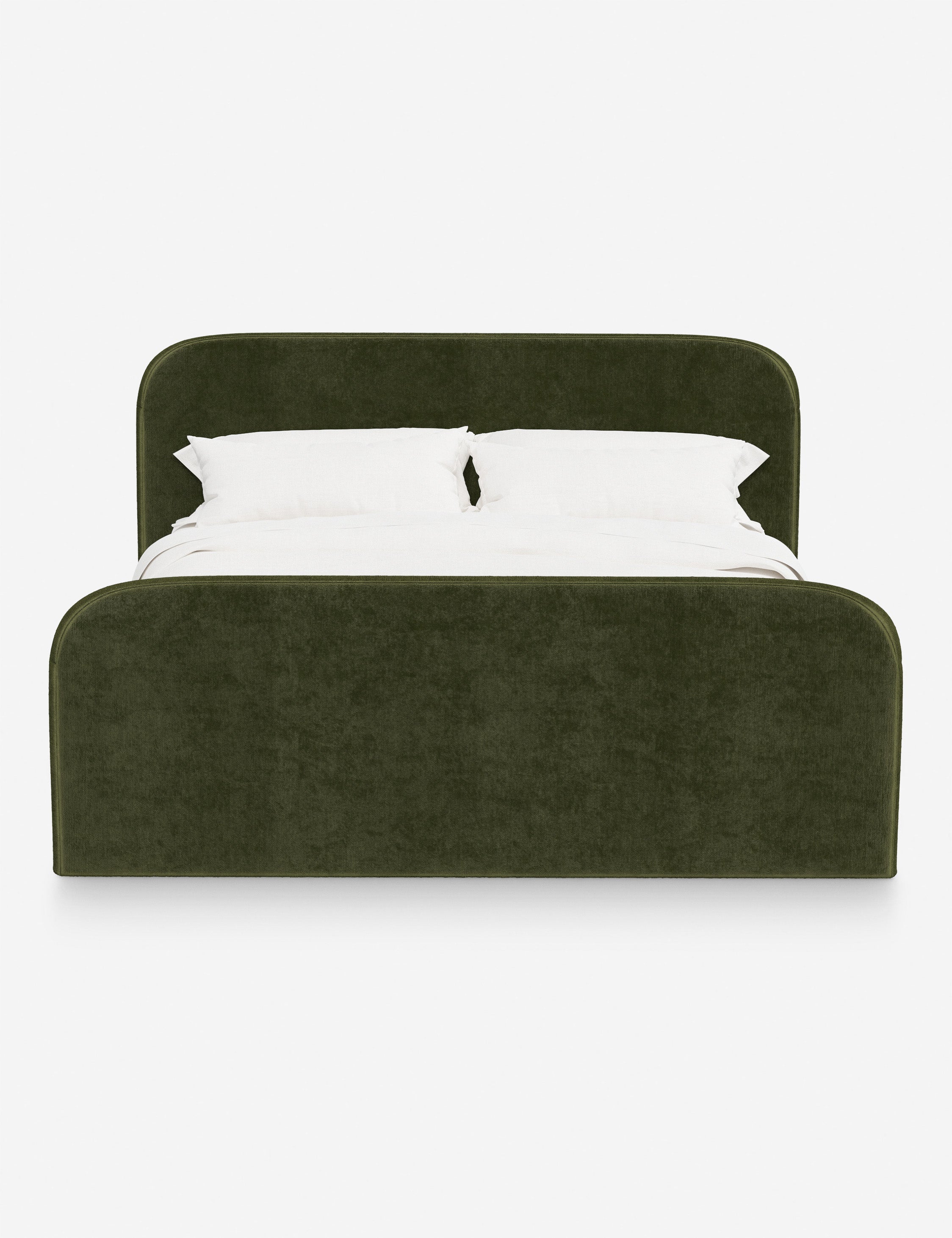 Bela Upholstered Bed | Low Rounded Headboard, Raised Footboard