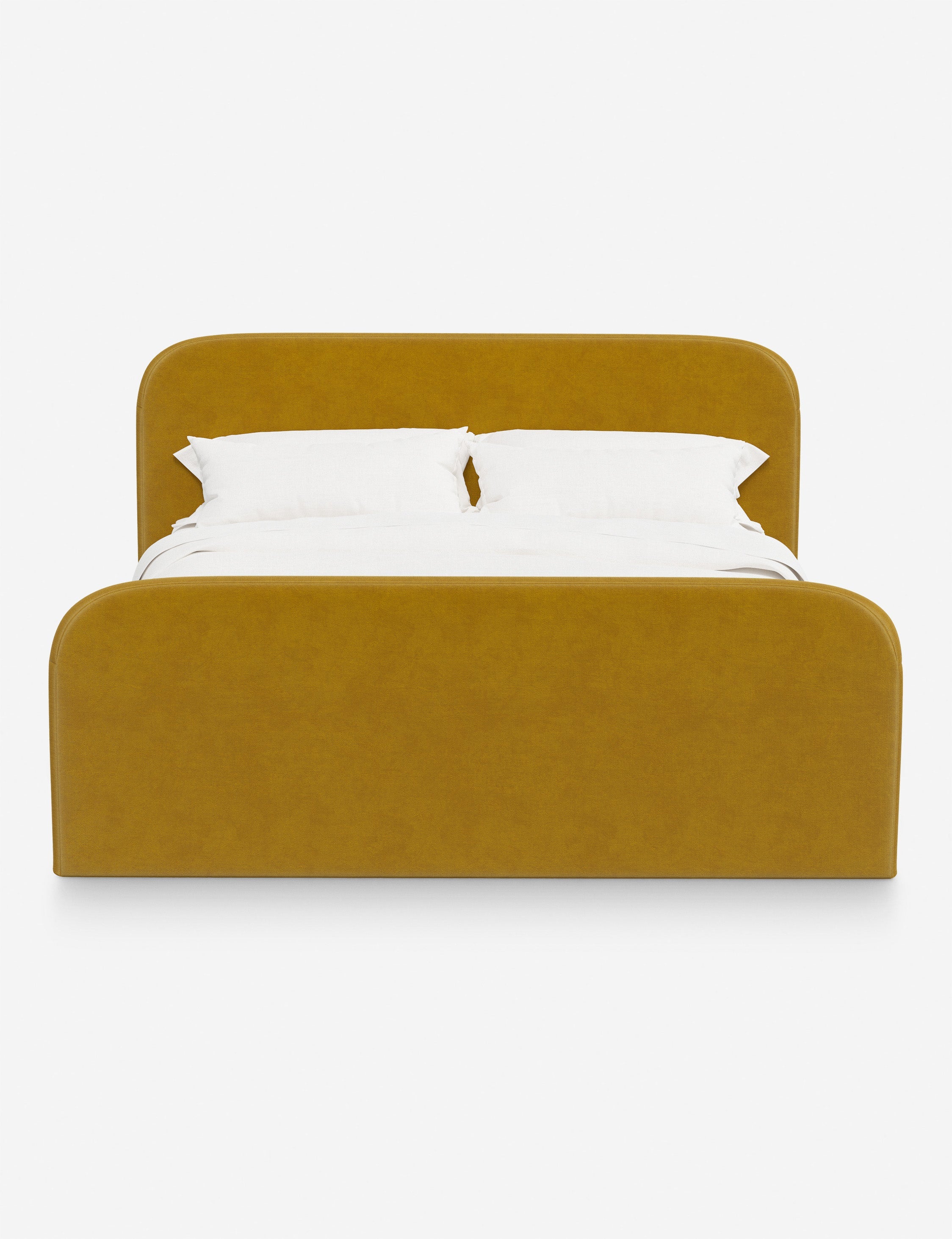 Bela Upholstered Bed | Low Rounded Headboard, Raised Footboard