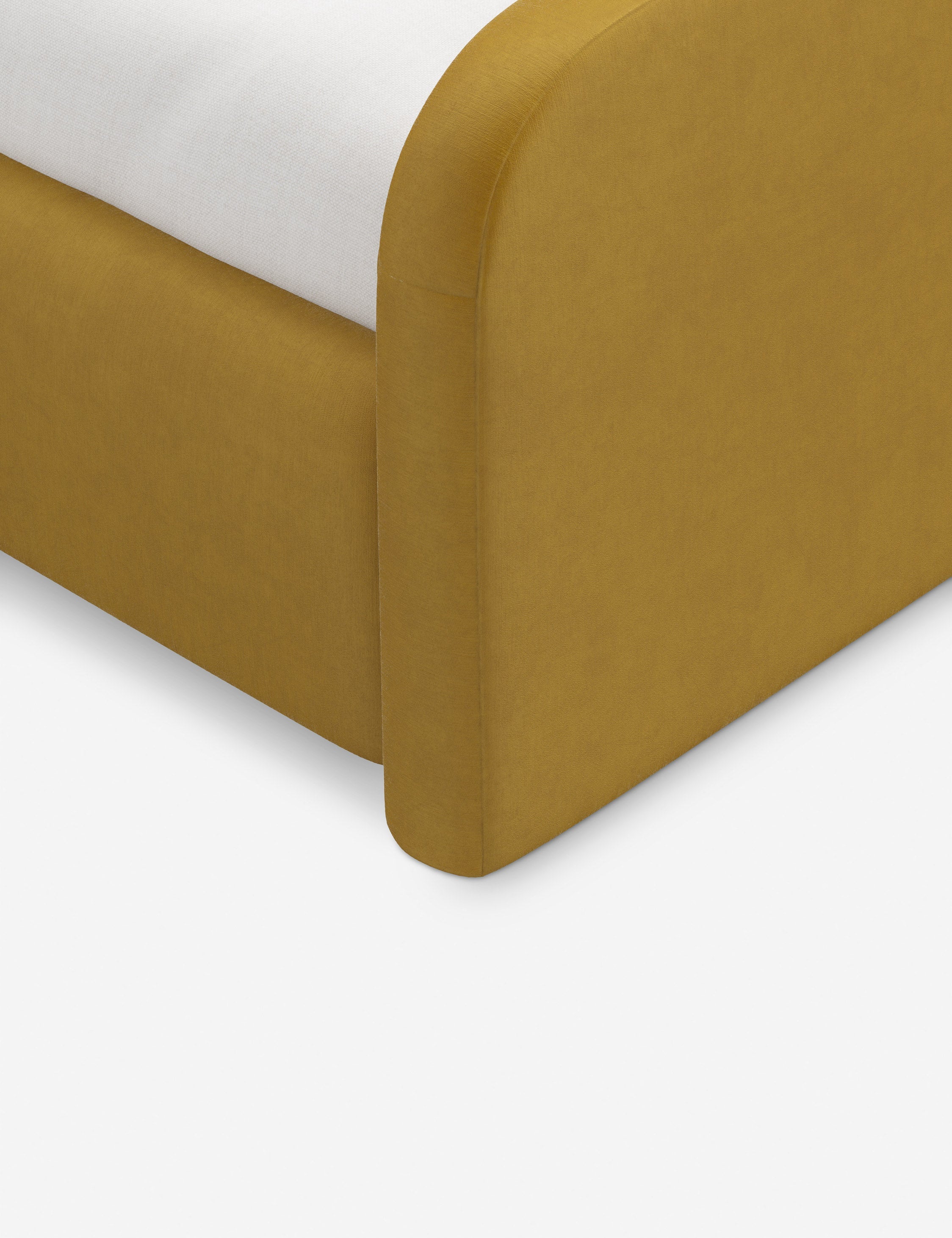 Bela Upholstered Bed | Low Rounded Headboard, Raised Footboard
