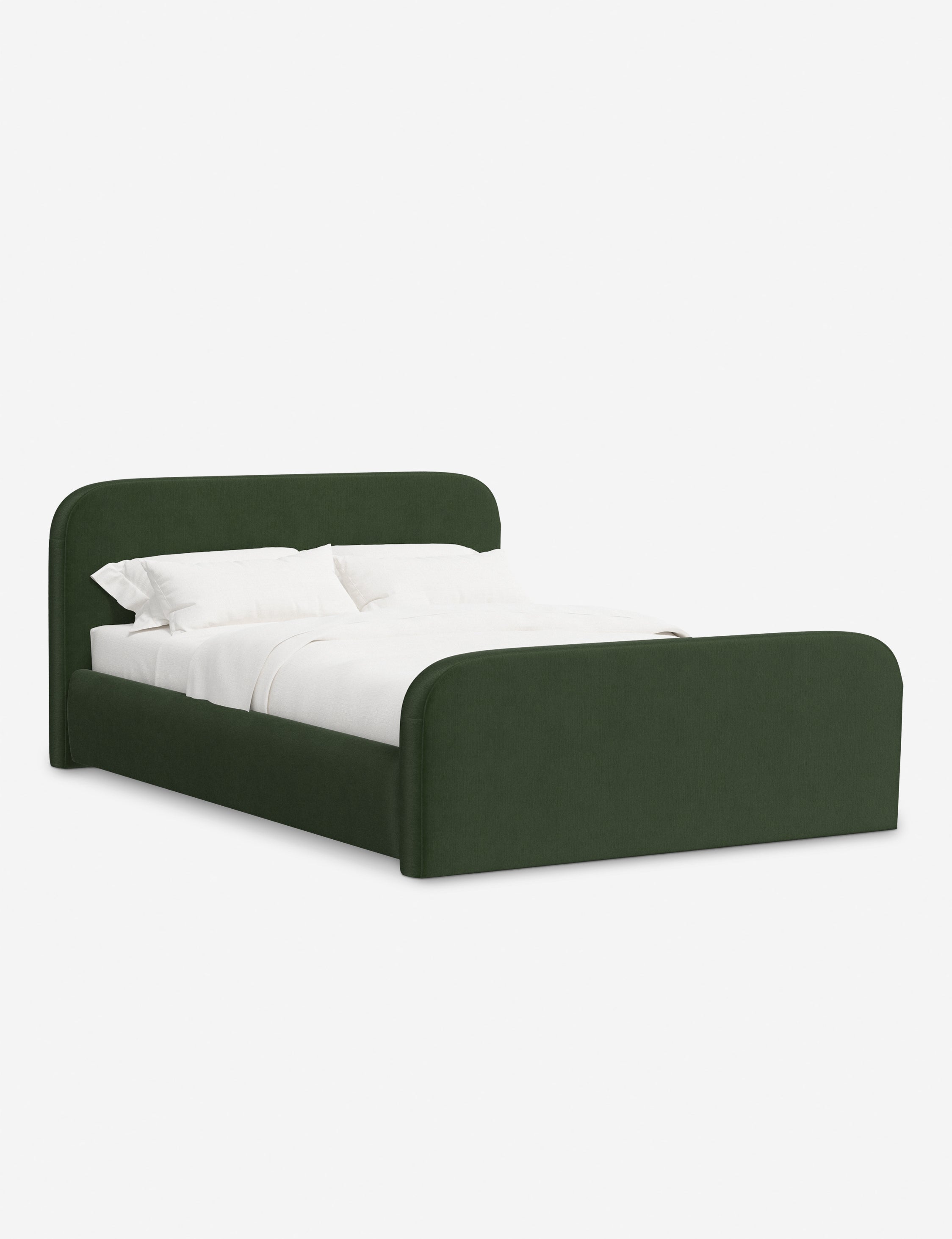 Bela Upholstered Bed | Low Rounded Headboard, Raised Footboard